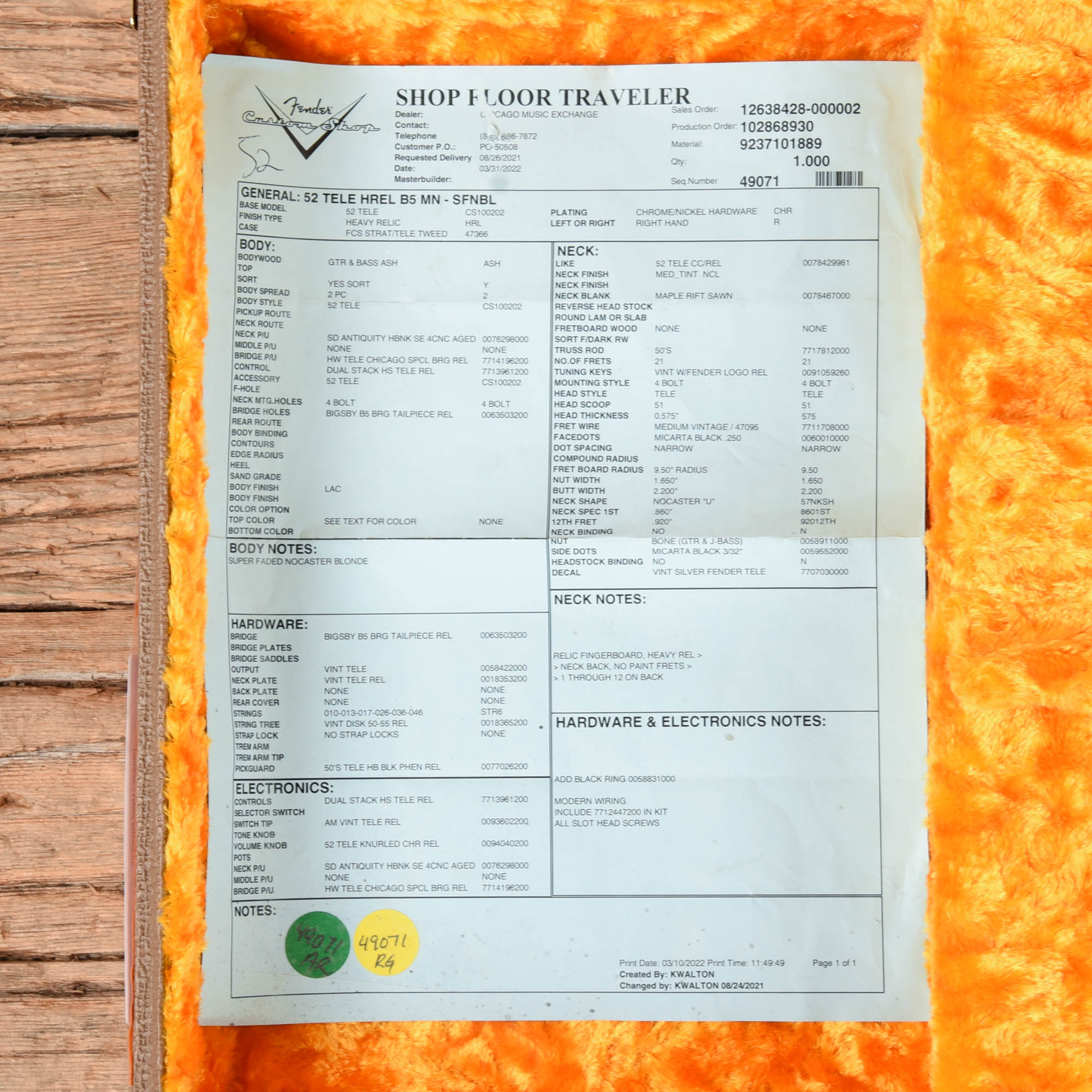 Fender Custom Shop 1952 Telecaster HS 