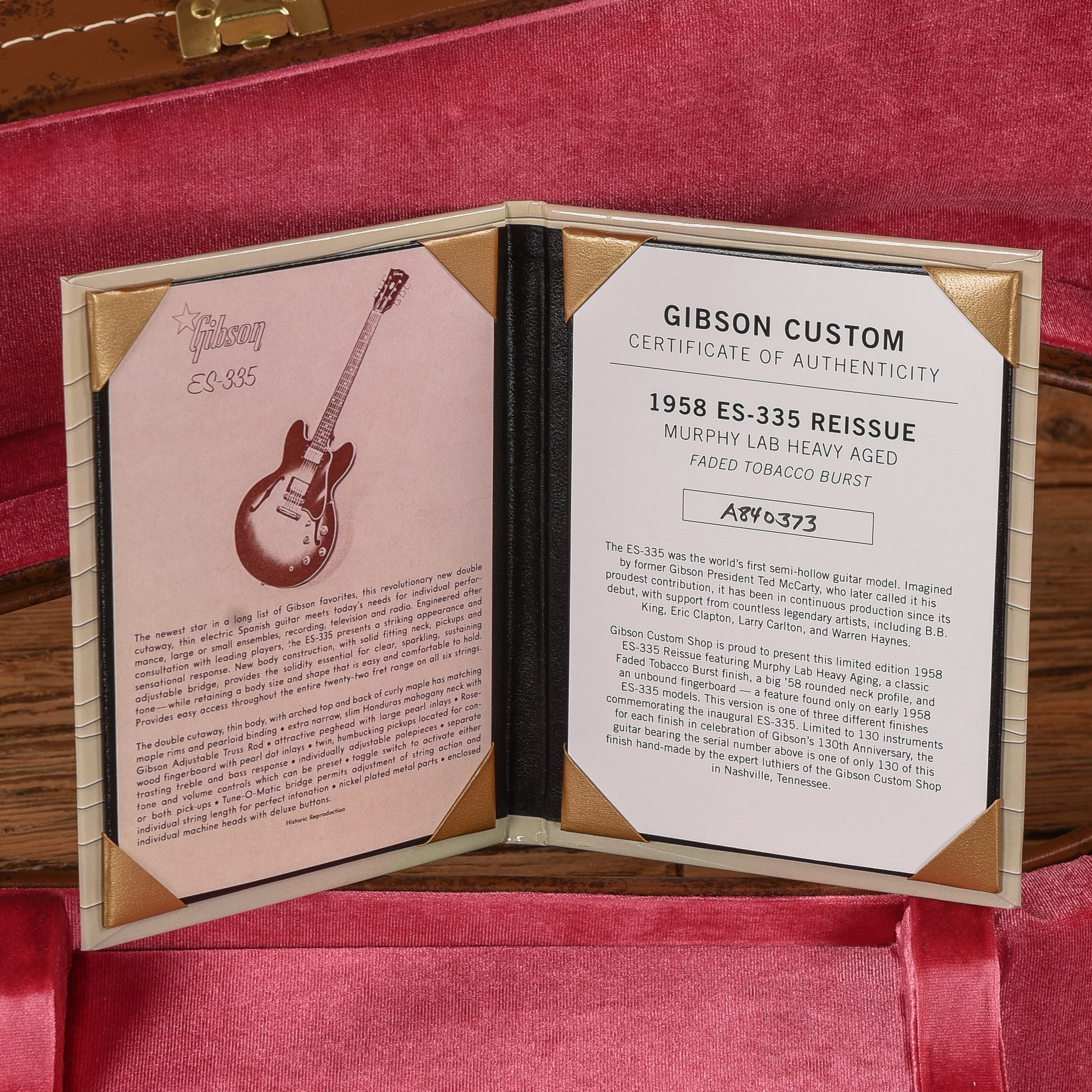 Gibson Custom Murphy LabLimited Edition '58 ES-335 Heavy Aged Vintage Sunburst 2023