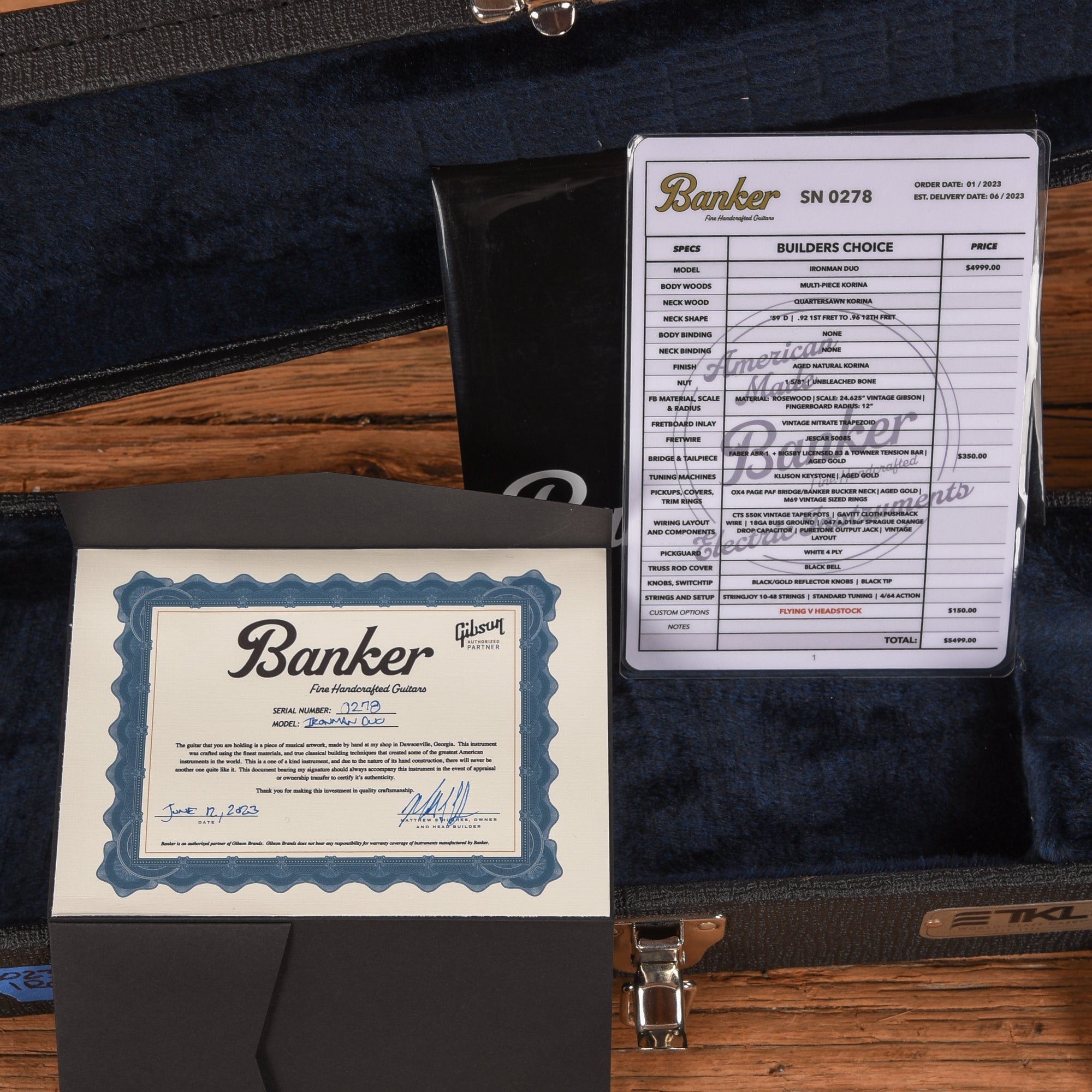 Banker Custom Guitars Ironman Duo Korina Natural