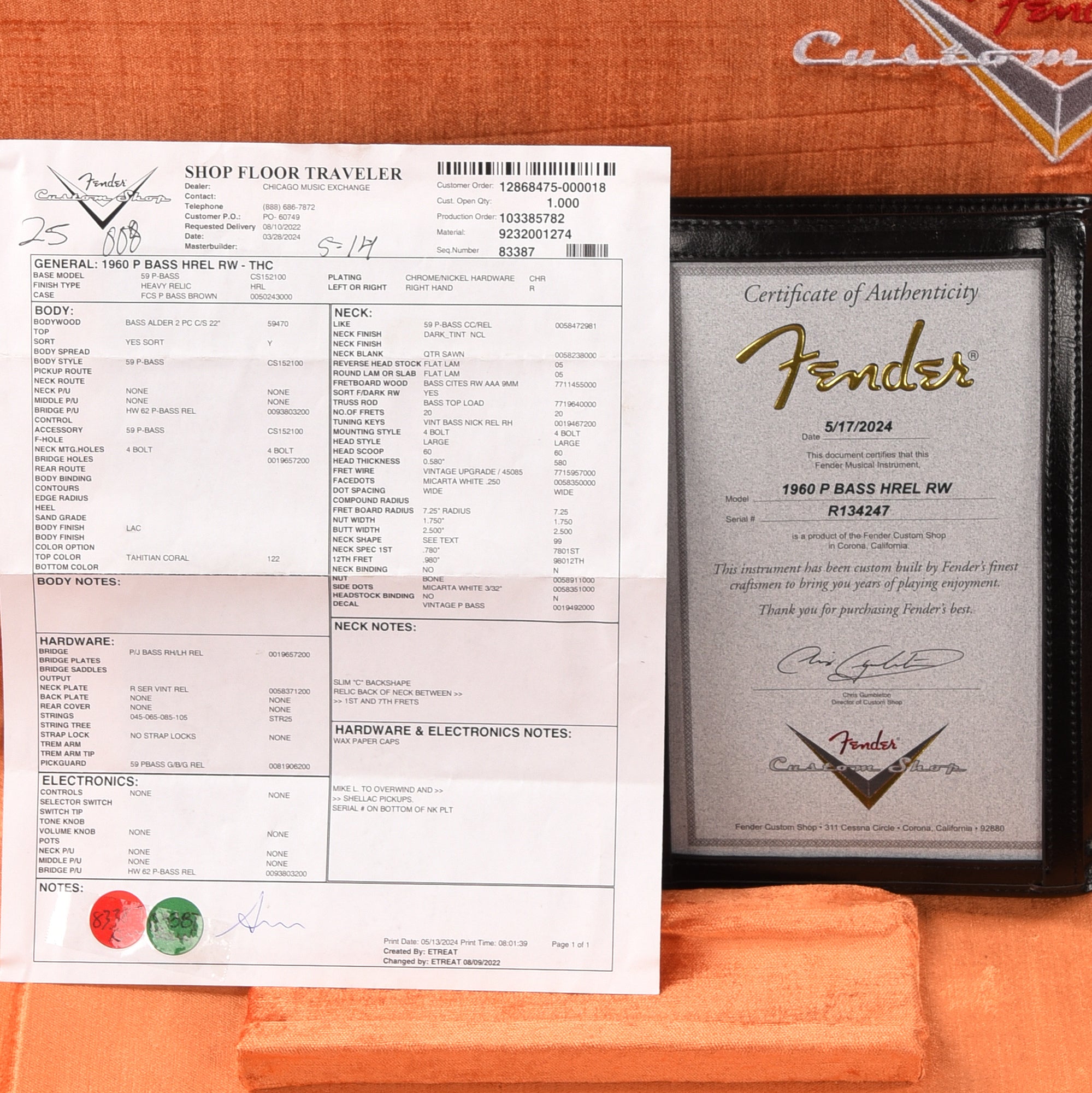 Fender Custom Shop 1960 Precision Bass Heavy Relic Super Dirty Tahitian Coral