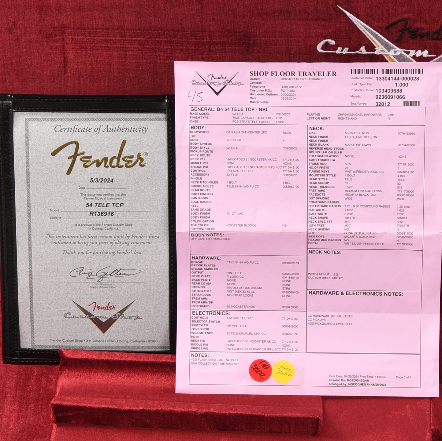 Fender Custom Shop 1954 Telecaster Time Capsule Nocaster Blonde