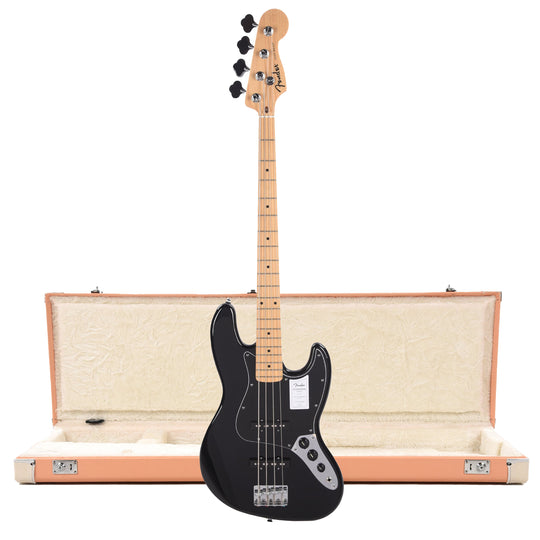 Fender Standard Jazz Bass MN Black and Pacific Peach Hardshell Case Bundle