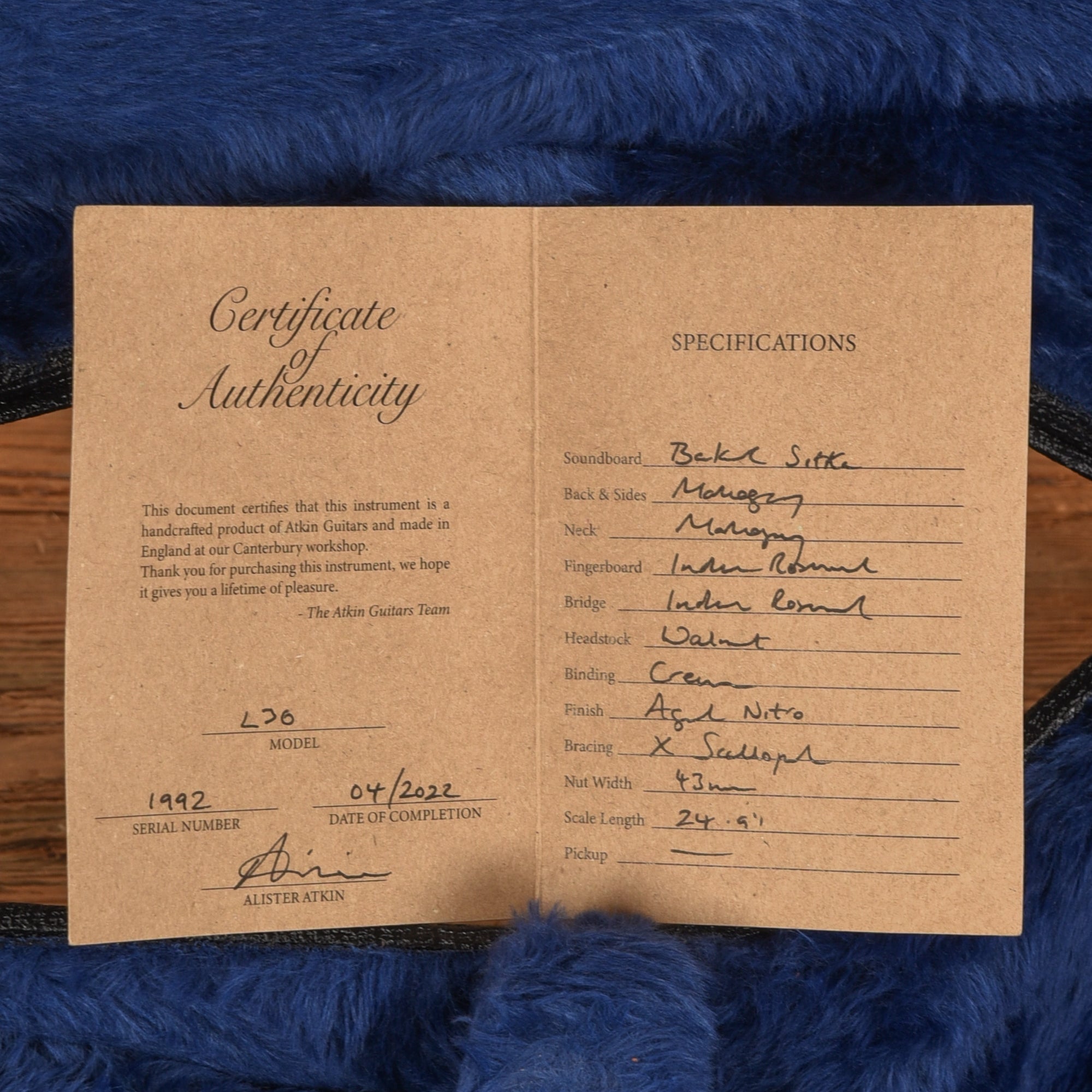 Atkin The Thirty Six Aged Baked Sitka/Mahogany Sunburst