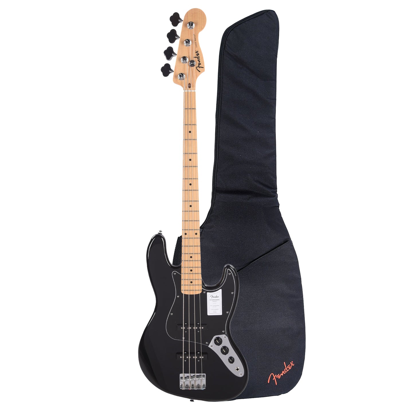 Fender Standard Jazz Bass MN Black and FB405 Gig Bag Bundle