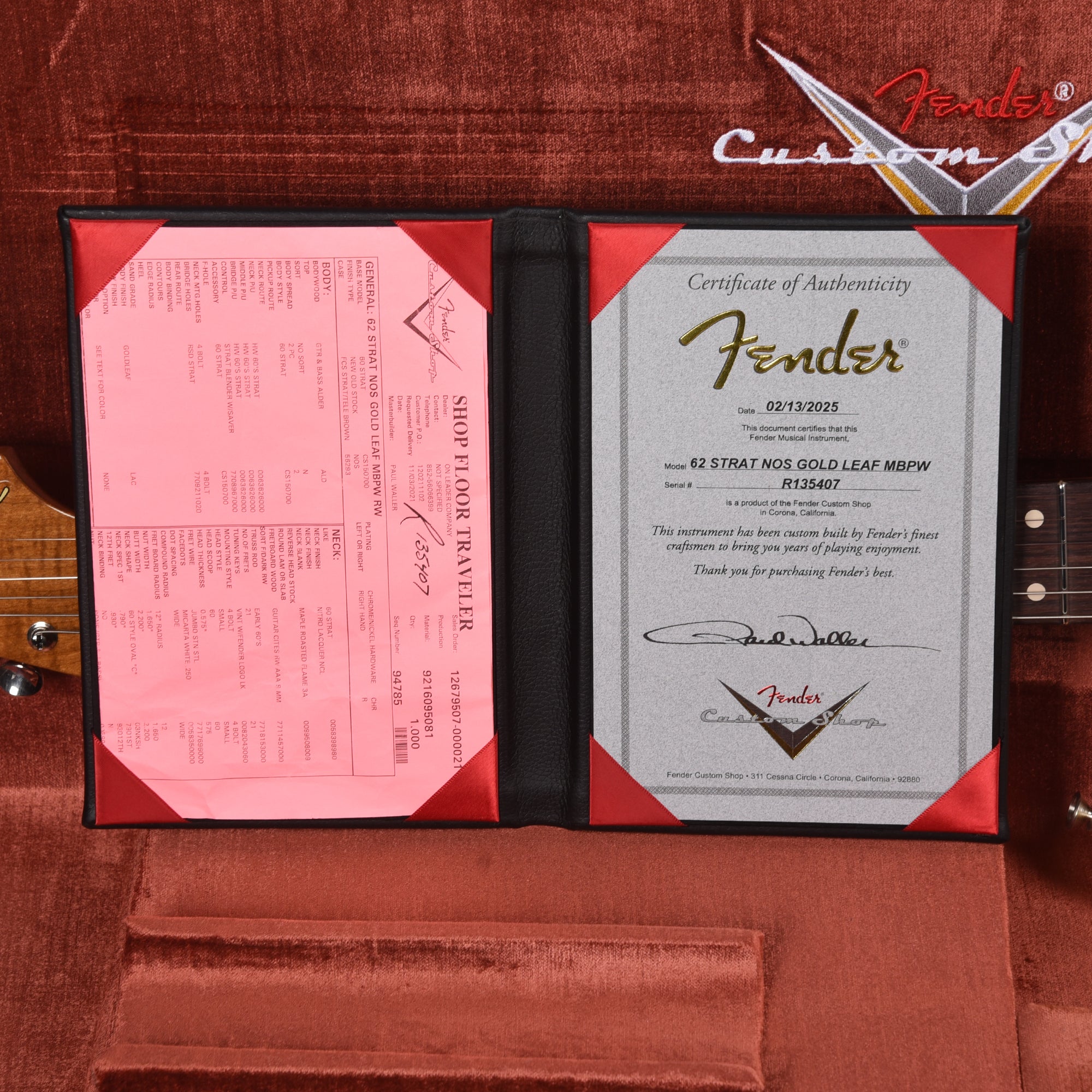 Fender Custom Shop '62 Stratocaster NOS Gold Leaf Master Built by Paul Waller