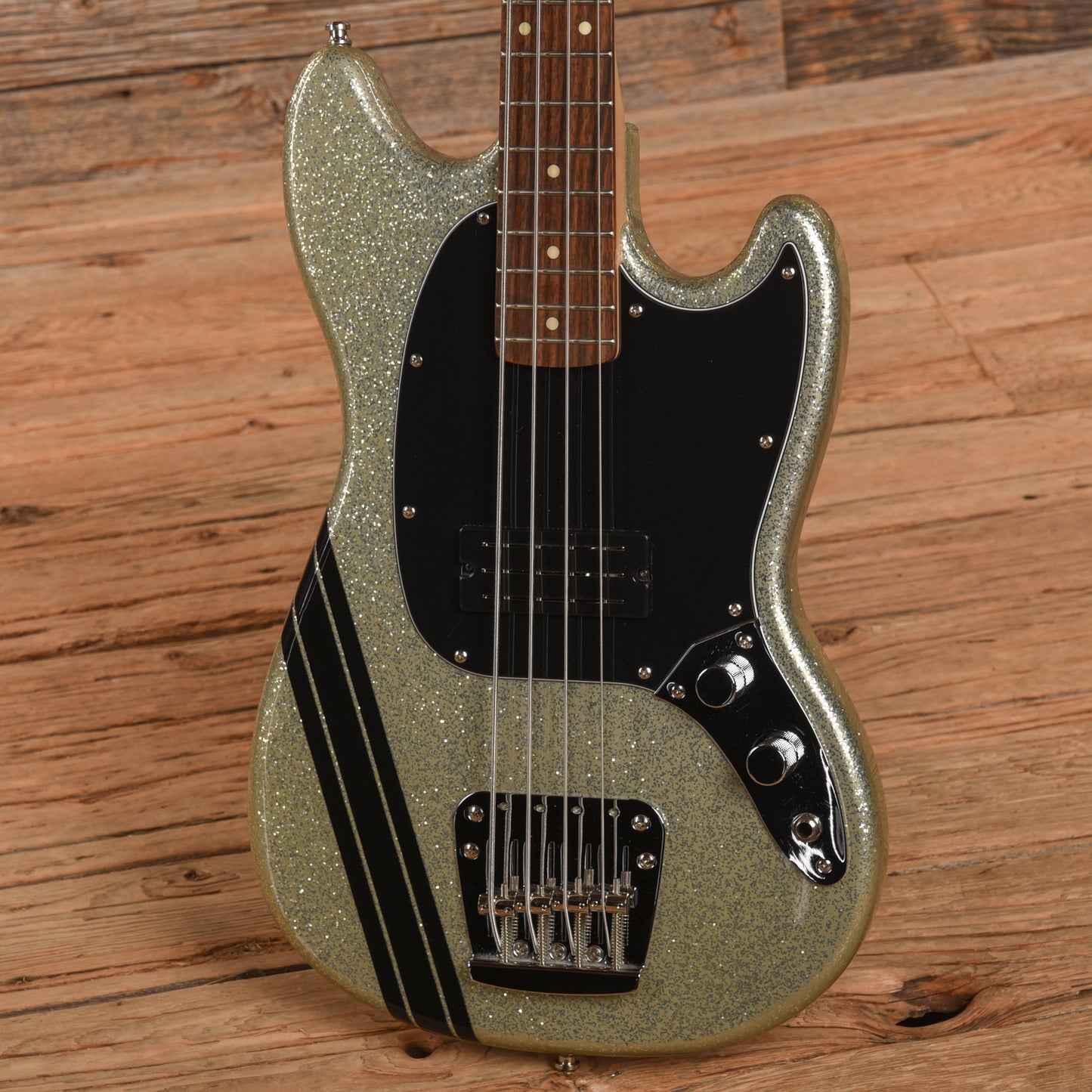 Squier Mikey Way Signature Mustang Bass Silver Sparkle 2015