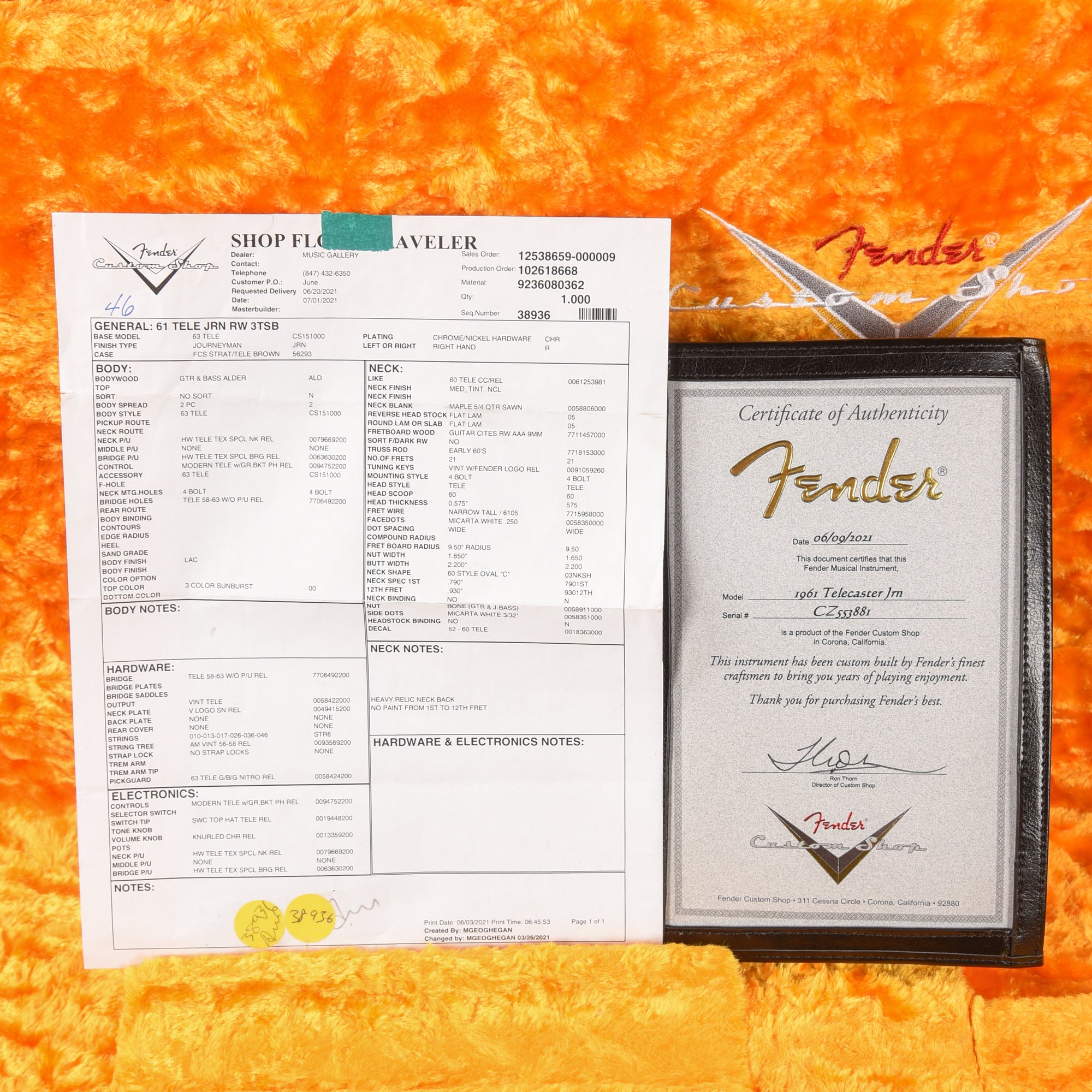 Fender Custom Shop 1961 Telecaster Journeyman Relic Sunburst 2021