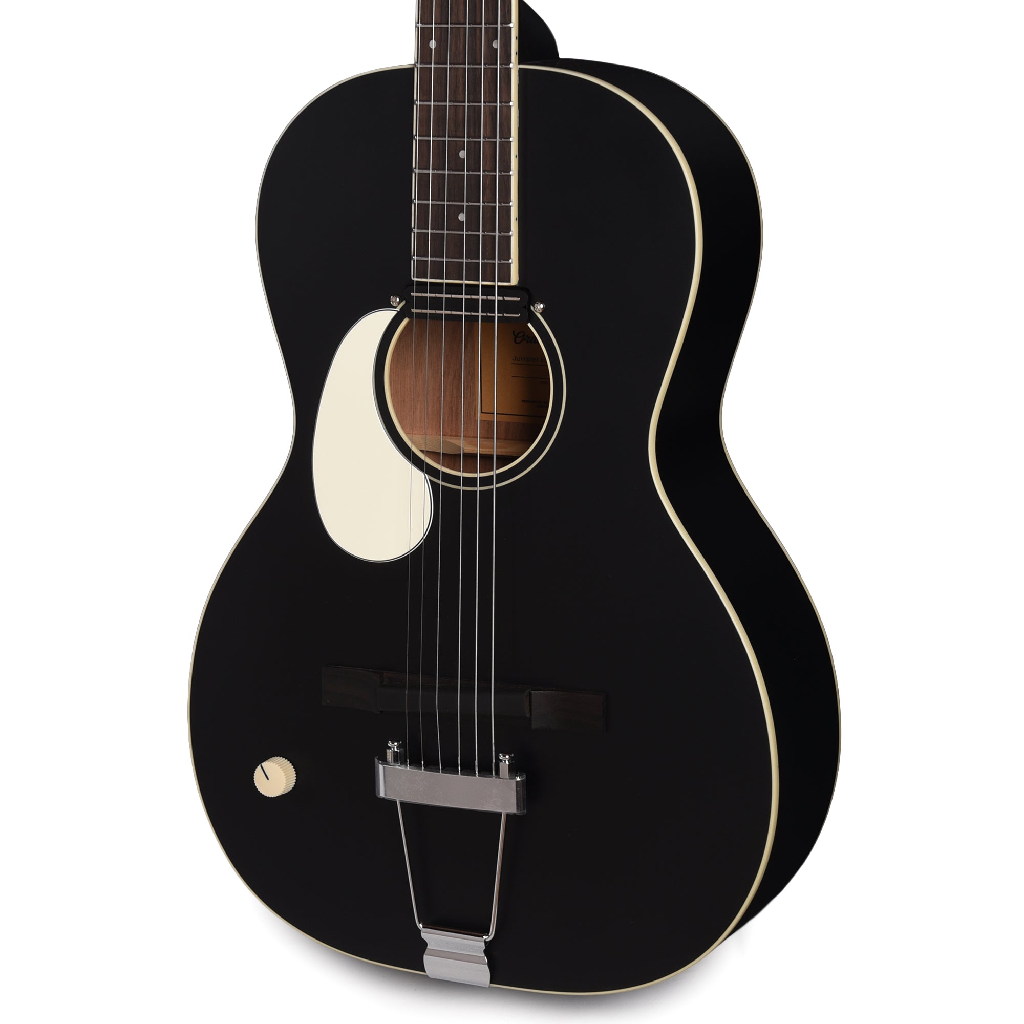 Orangewood Juniper Black Live Rubber Bridge Parlor Acoustic Guitar Lefty