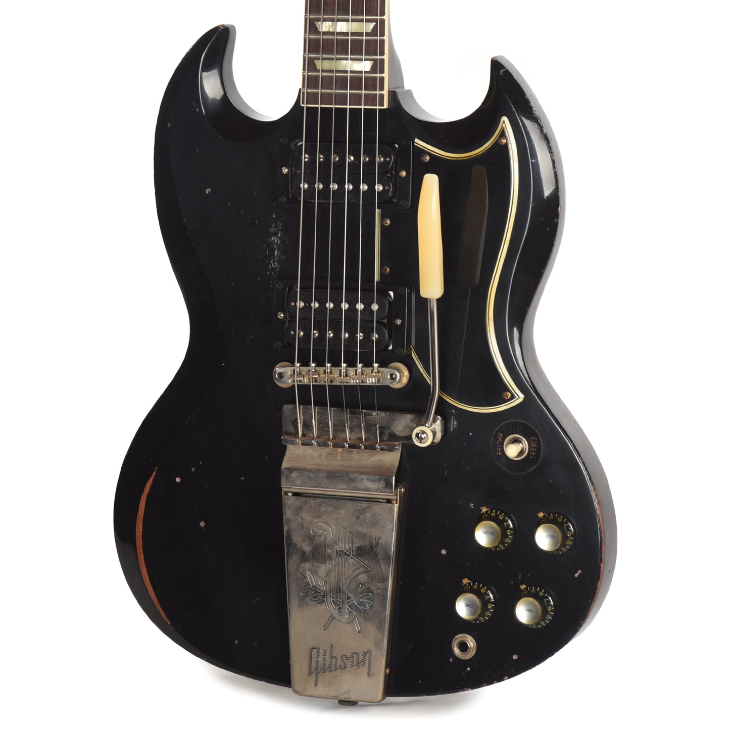 Gibson Custom Shop 1961 Les Paul SG Standard "CME Spec" Antique Ebony Murphy Lab Heavy Aged NH w/Long Maestro Vibrola & Black Uncovered Custom "S" Buckers