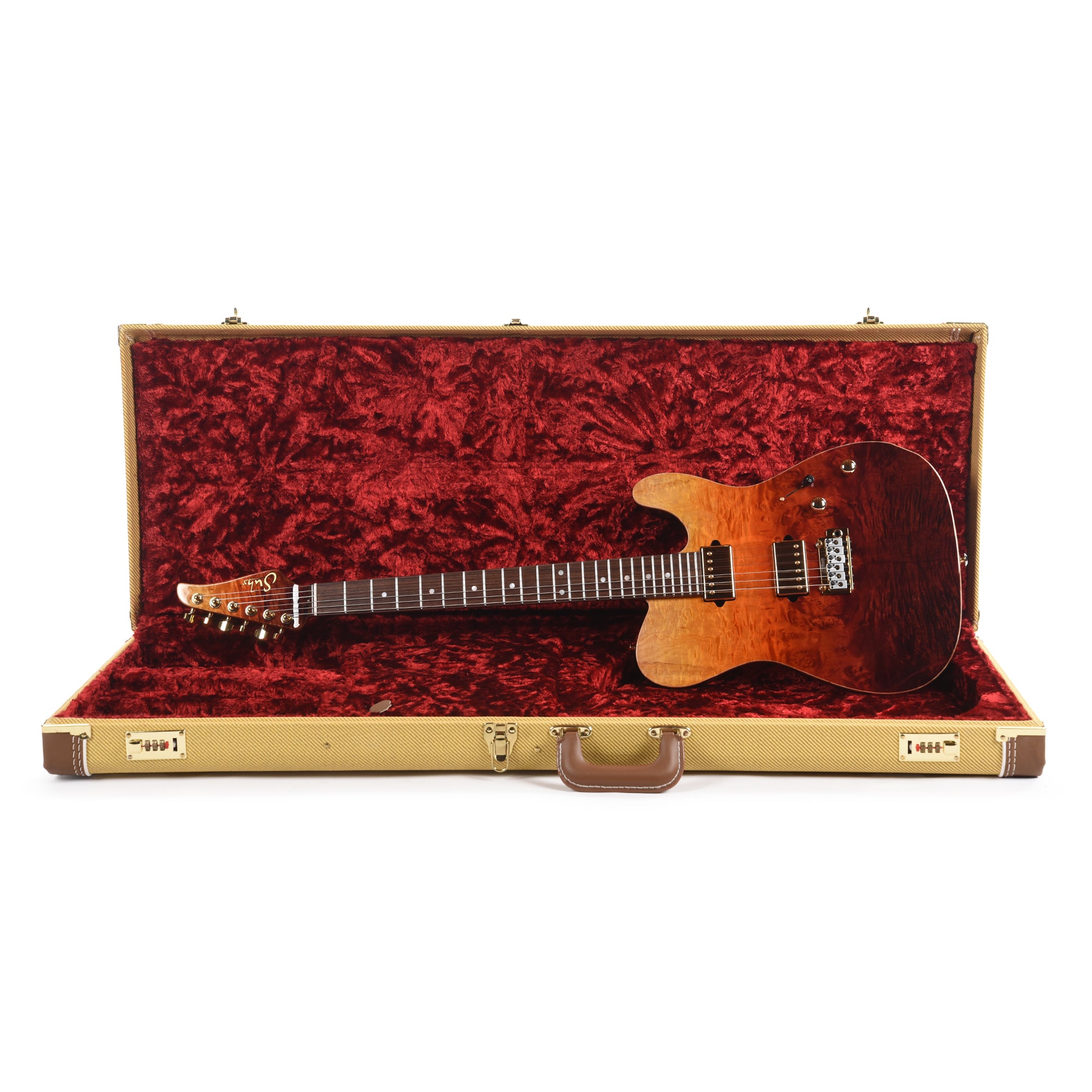 Suhr Custom Modern T Desert Gradient w/CME-Selected Waterfall Burl Maple Top