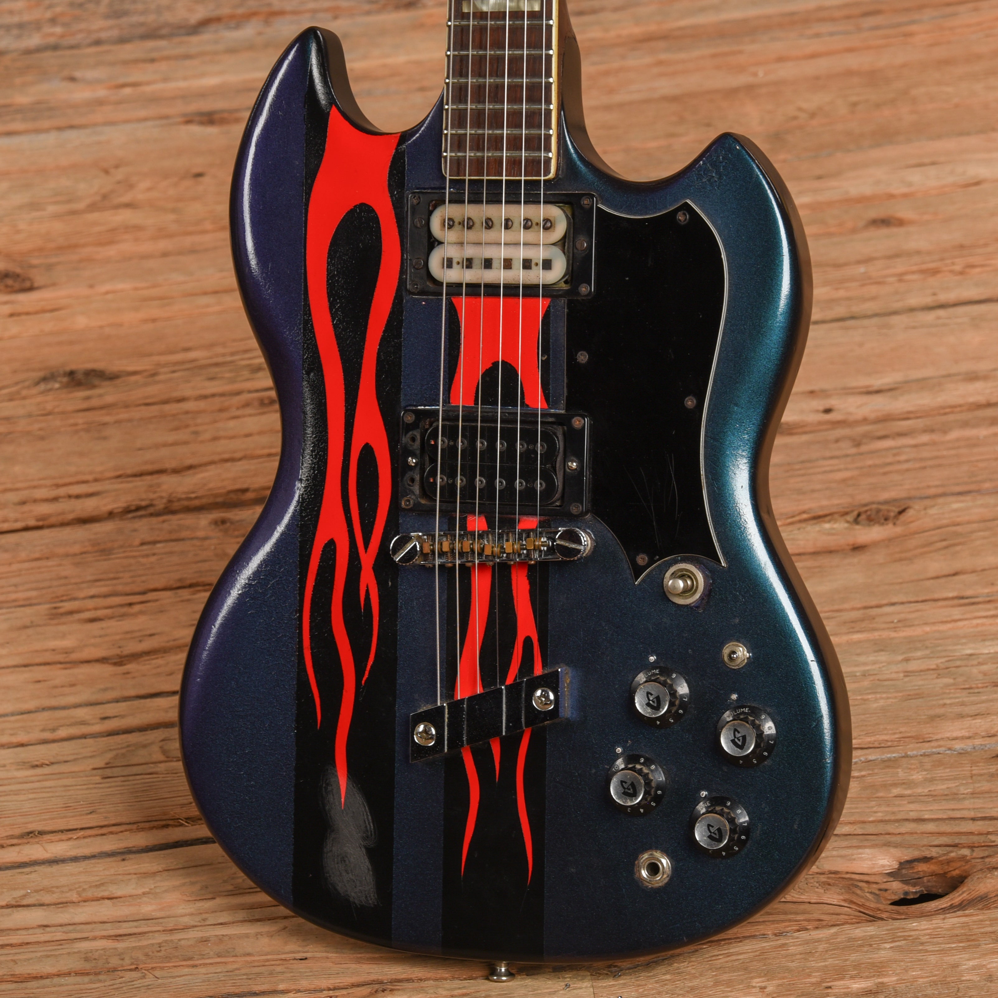 Guild S-100 Blue Sparkle Refin w/ Flames 1973