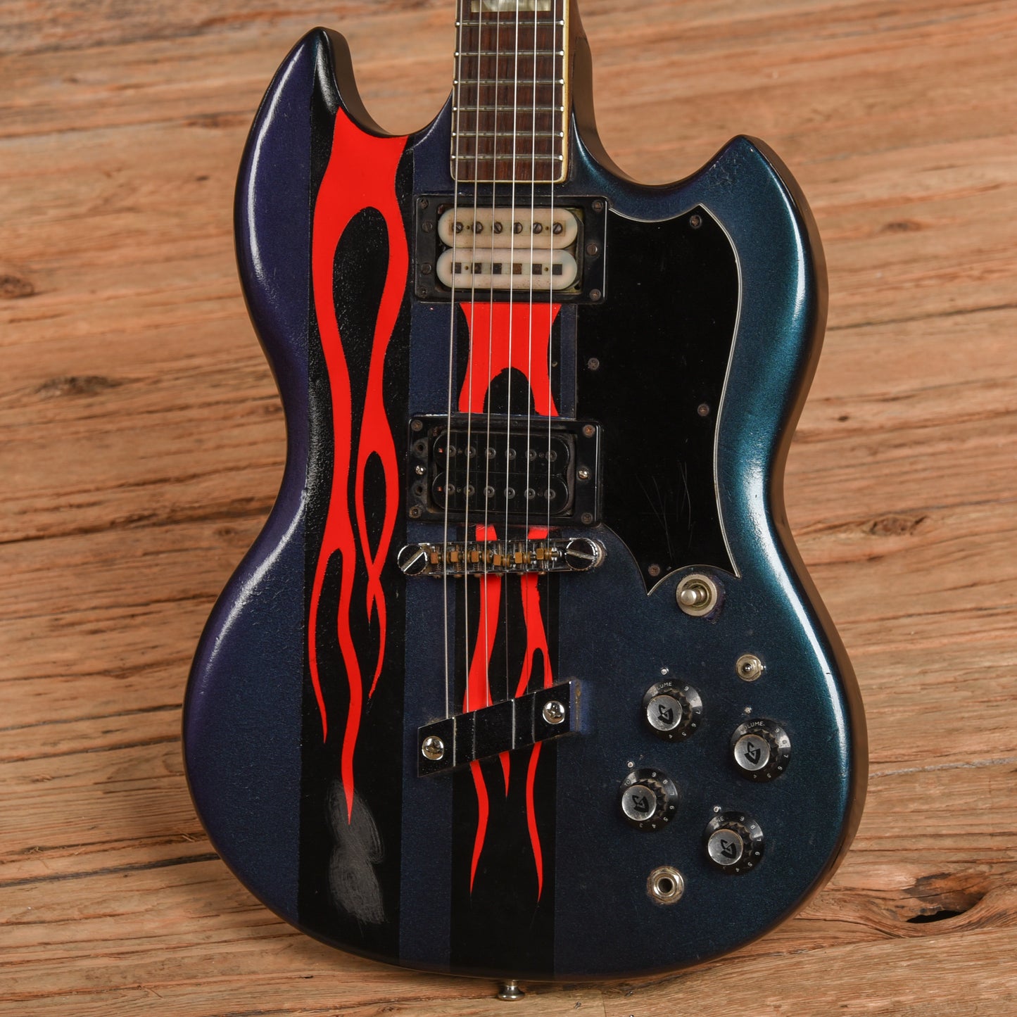 Guild S-100 Blue Sparkle Refin w/ Flames 1973