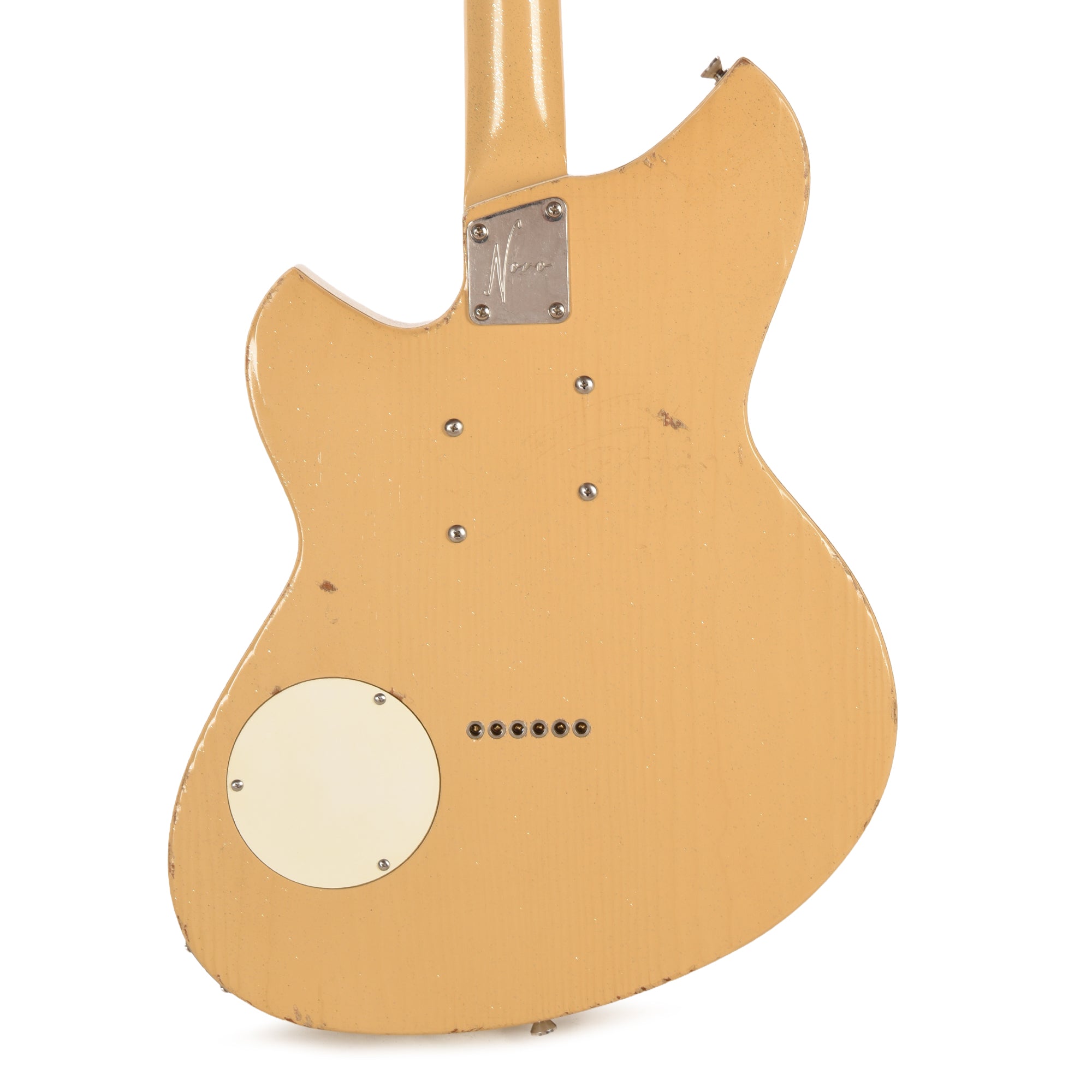 Novo Signature Chambered Serus T Desert Sand Silver Flake Light Distress w/White Vinyl Trim & Lipstick Pickups