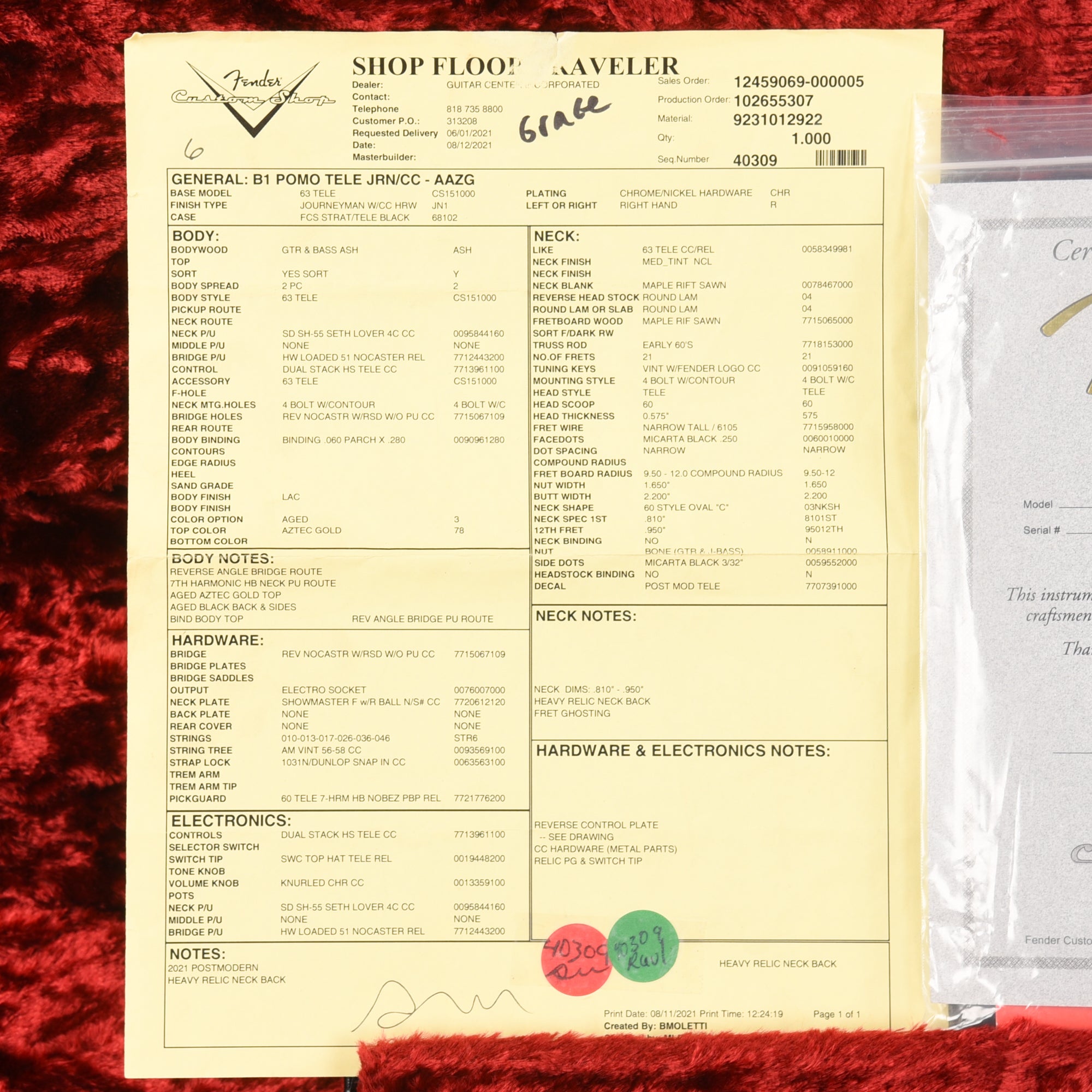 Fender Custom Shop Post Modern Telecaster Journeyman Relic Gold 2021