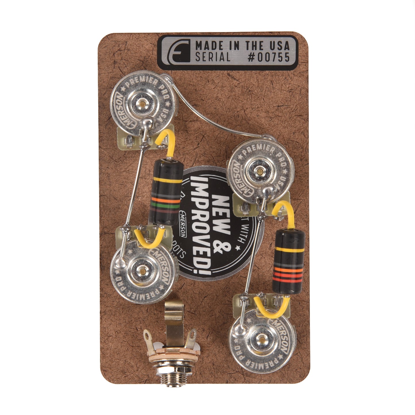 Emerson Custom Prewired Kit for Les Paul Short Shaft 3/8" (500K Pots, 0.022Uf & 0.015Uf Bumblebee)