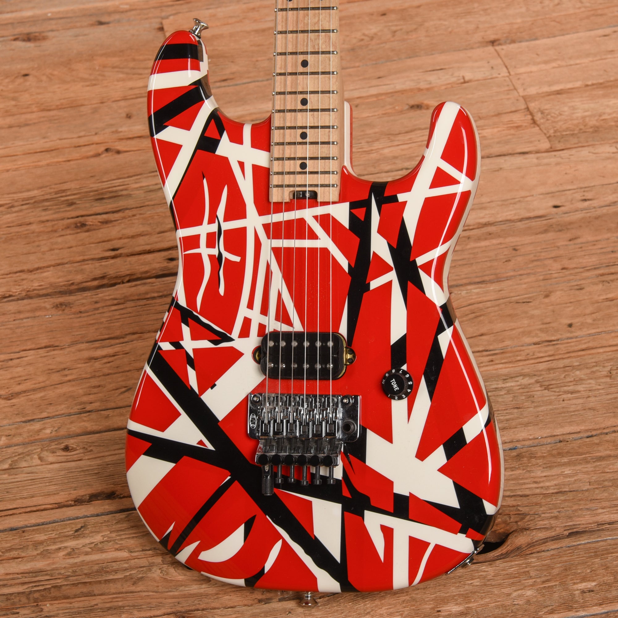 EVH Striped Series Red with Black and White Stripes 2014