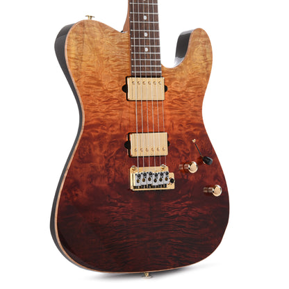 Suhr Custom Modern T Desert Gradient w/CME-Selected Waterfall Burl Maple Top