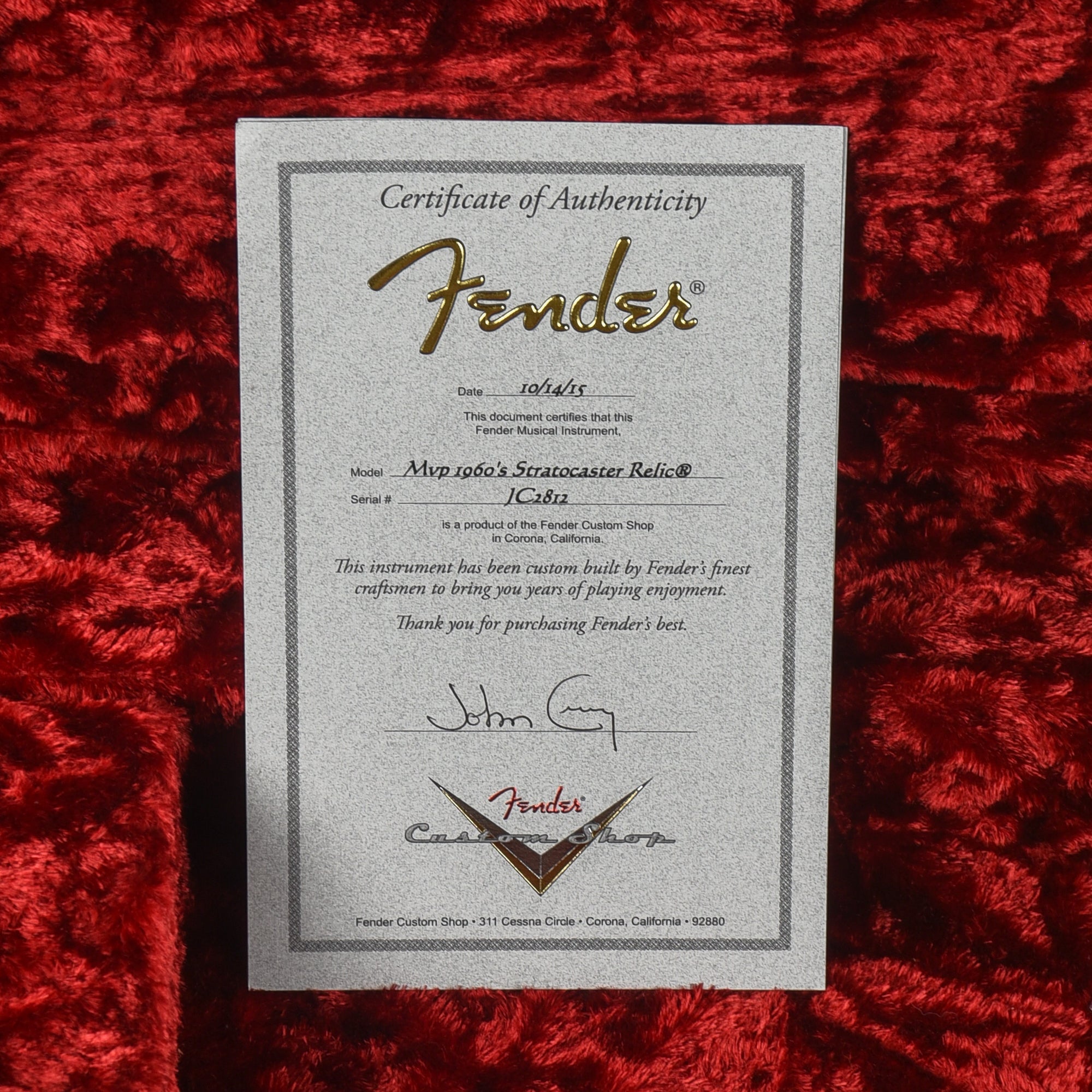 Fender Custom Shop John Cruz MVP '60 Stratocaster Relic Aged Black 2015