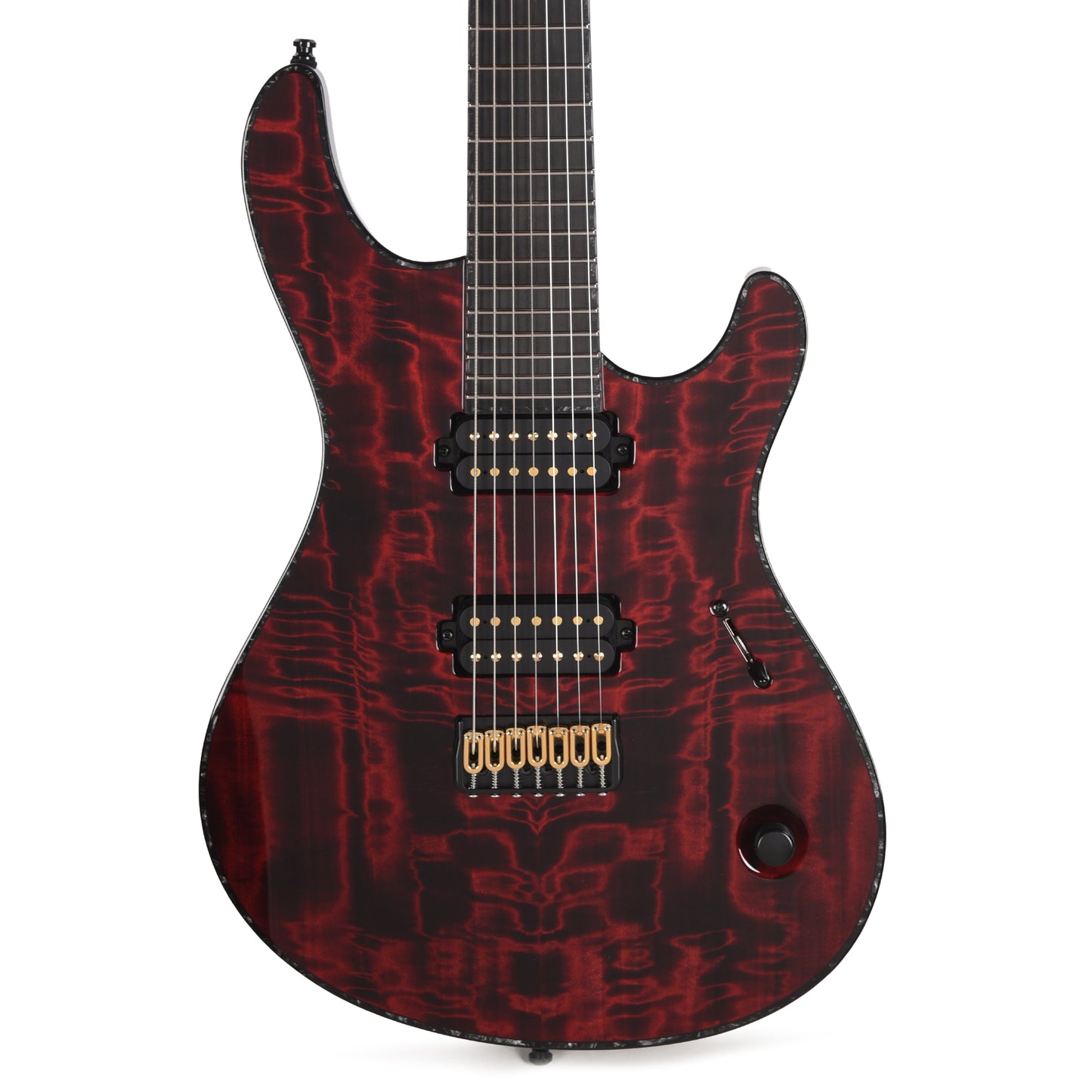 Mayones Regius 7 Curly Poplar 4A/Flamed Alder Trans Dirty Red