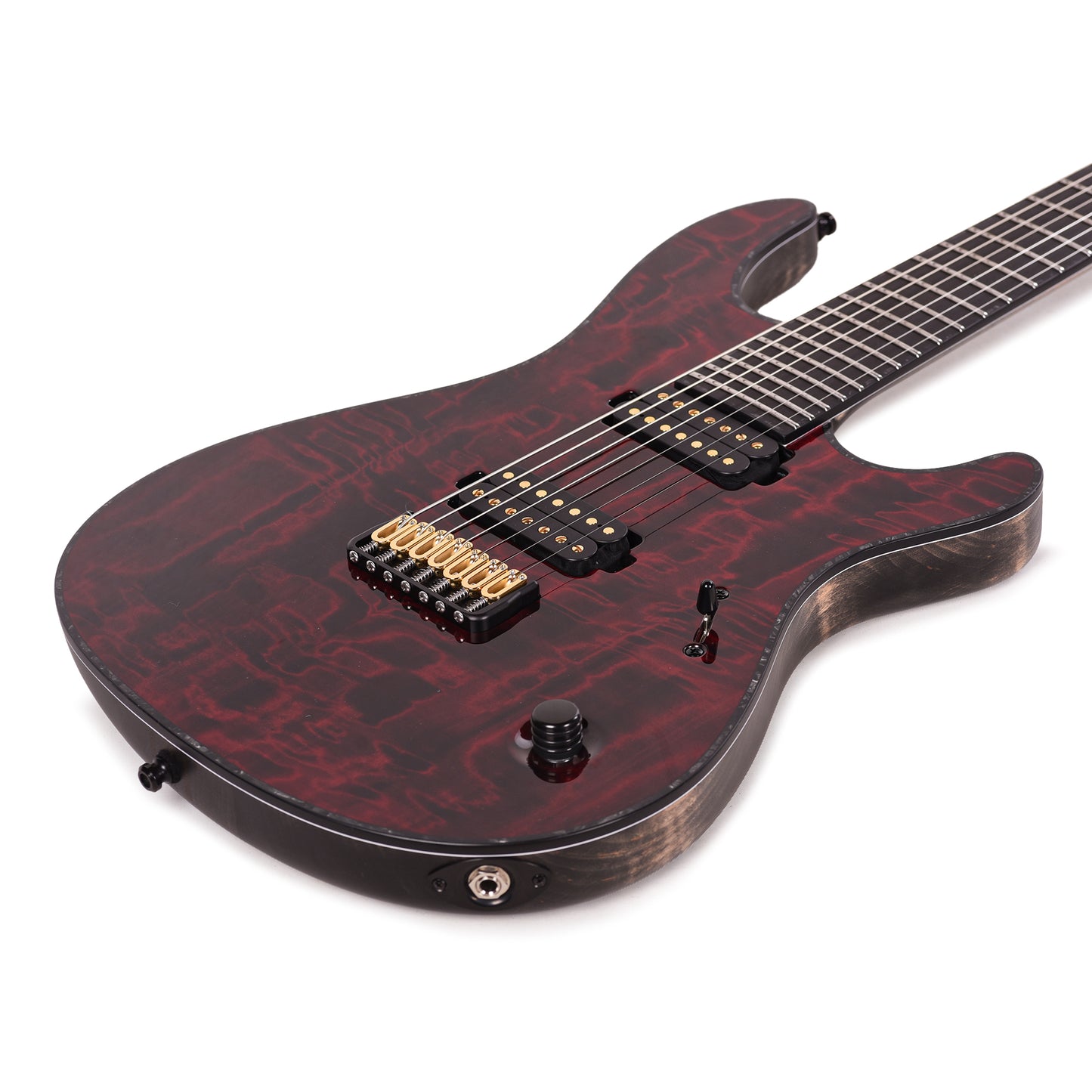Mayones Regius 7 Curly Poplar 4A/Flamed Alder Trans Dirty Red