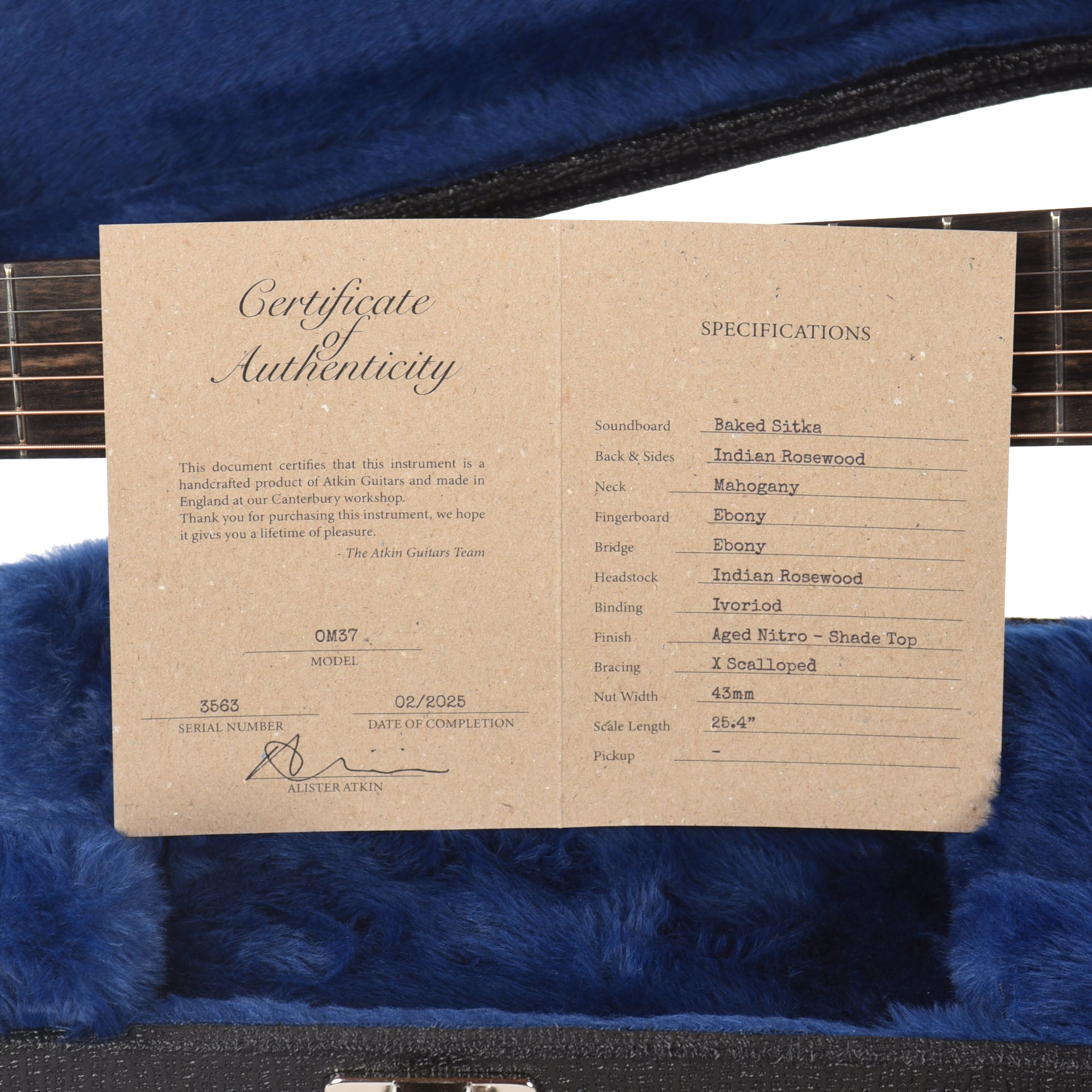 Atkin OM37 Baked Sitka/Rosewood Aged Sunburst