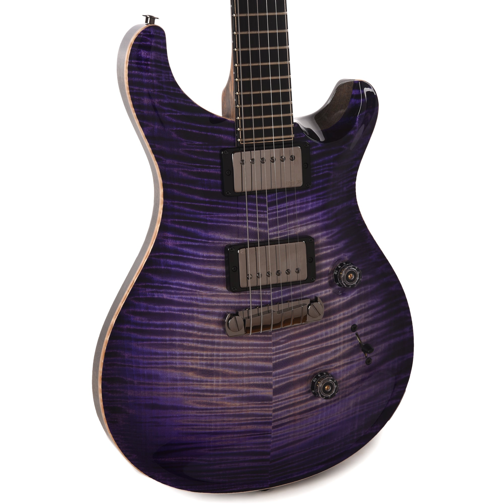 PRS Private Stock #11757 Custom 24 Stoptail Curly Maple/Swamp Ash Purple Glow w/Pale Moon Ebony Neck & Bats in Flight Inlay