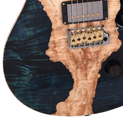 PRS Private Stock #11765 Custom 24 Spalted Maple/African Mahogany Blue Tourmaline w/Stained Curly Maple Inlays & Figured Mahogany Neck