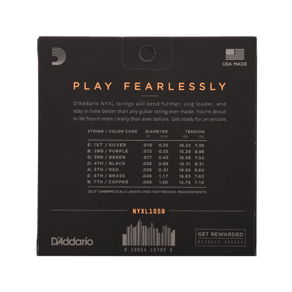 D'Addario NYXL Electric Guitar Strings Lite 7 String 10-59