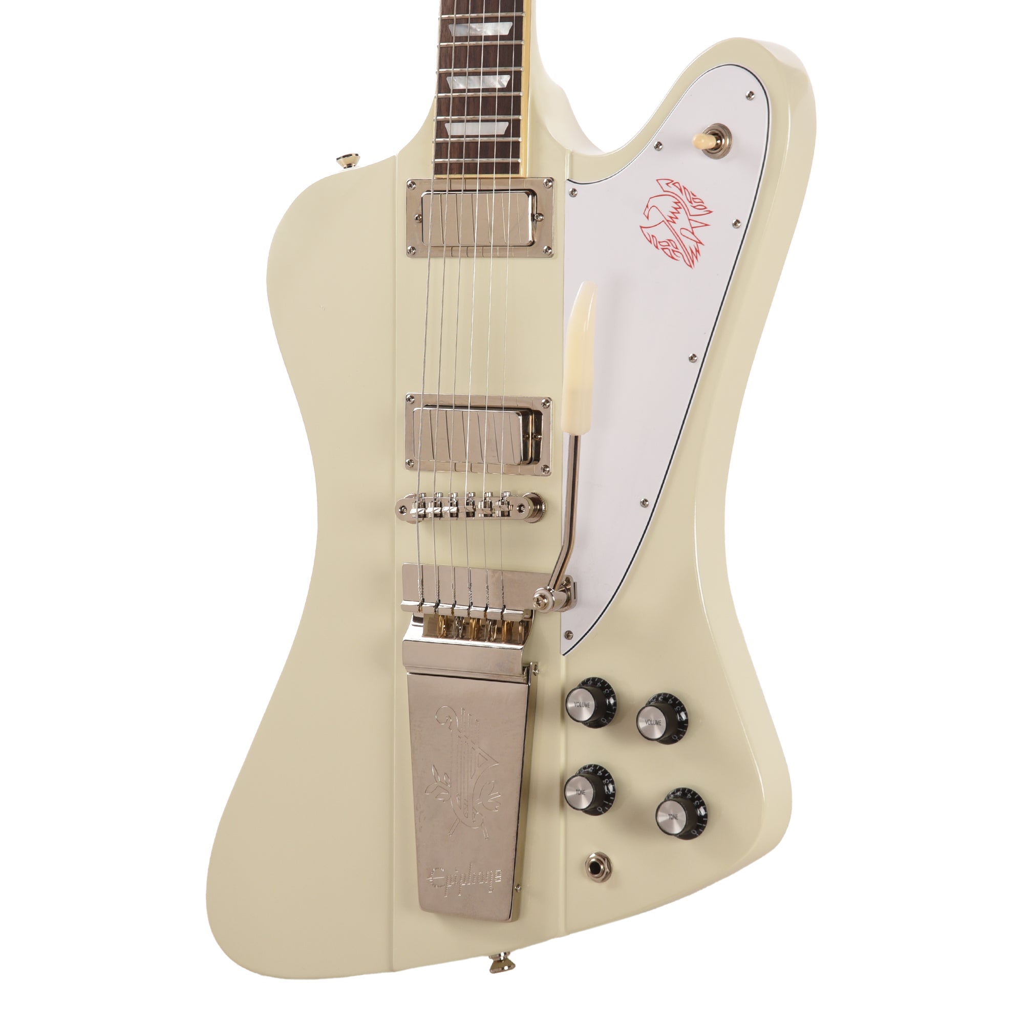 Epiphone Inspired by Gibson Custom 1963 Firebird V Reissue Vibrola Polaris White w/Maestro