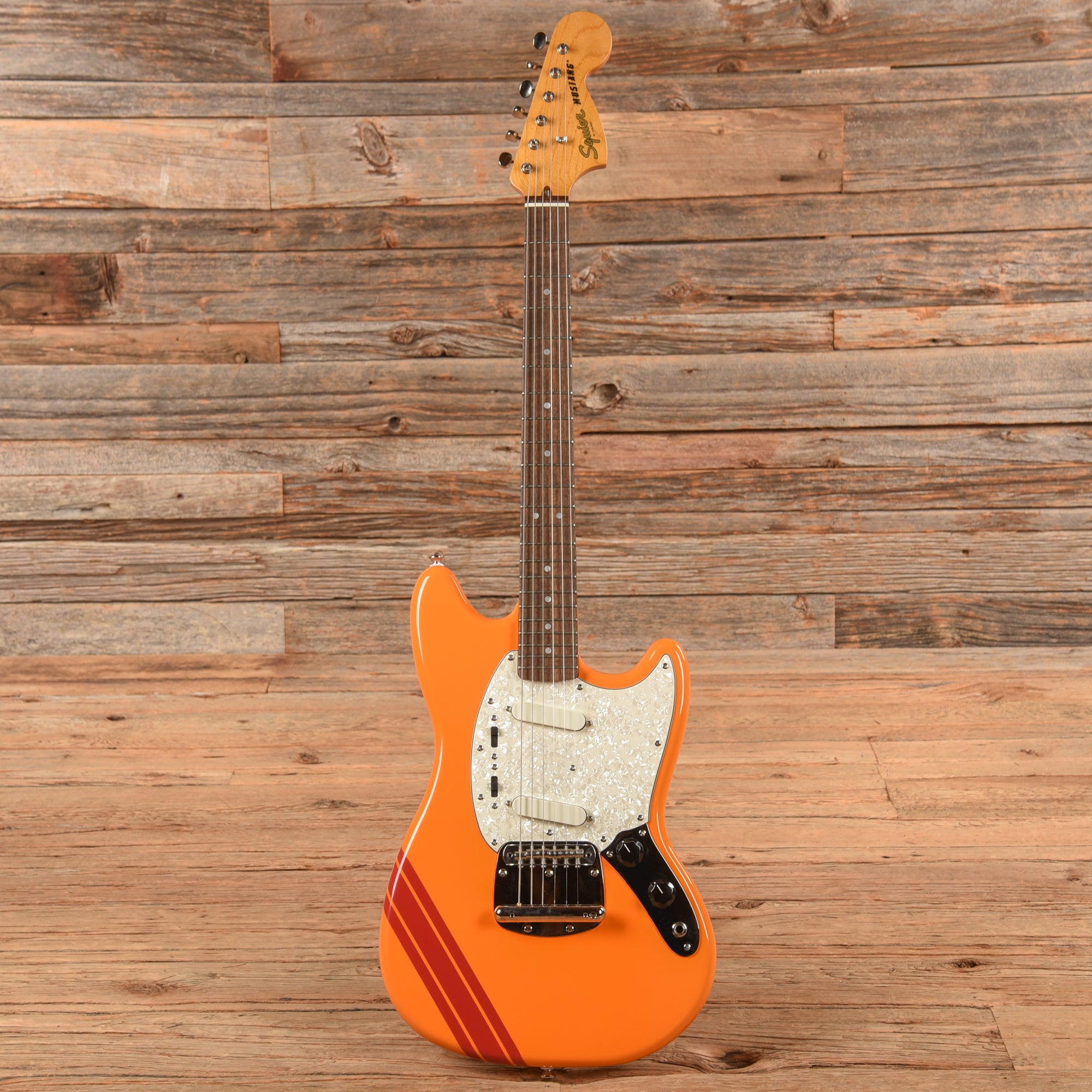 Squier Classic Vibe '60s Competition Mustang Capri Orange w/Dakota Red Stripe