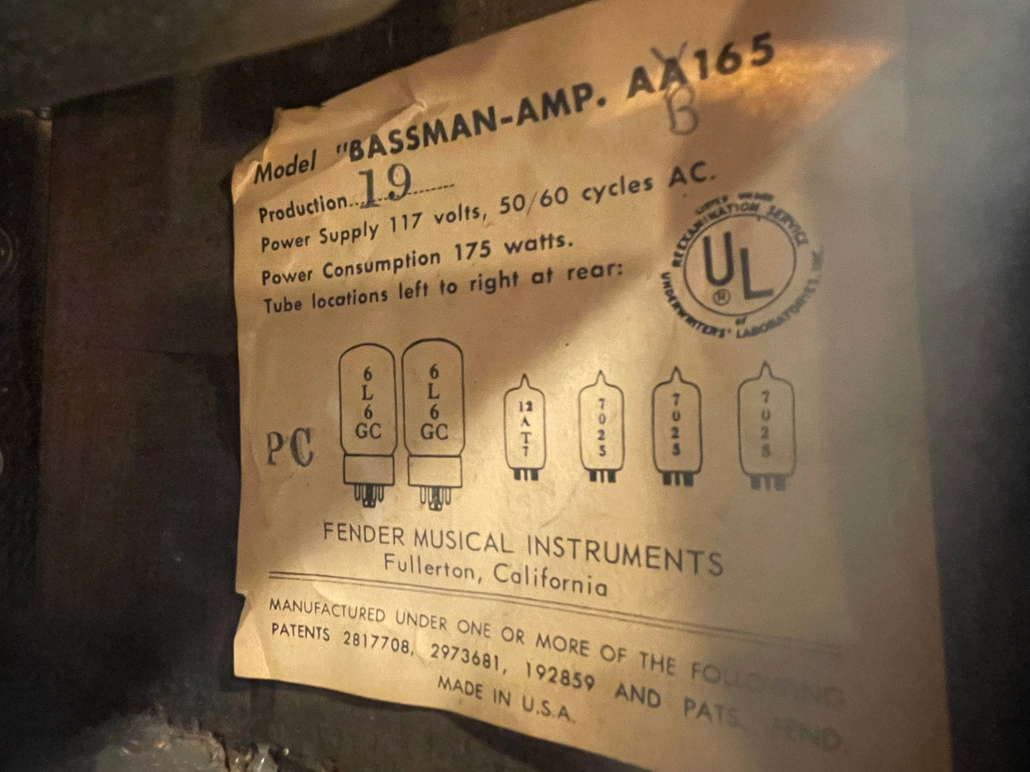 Fender Bassman 2-Channel 50-Watt Guitar Amp Head  1966