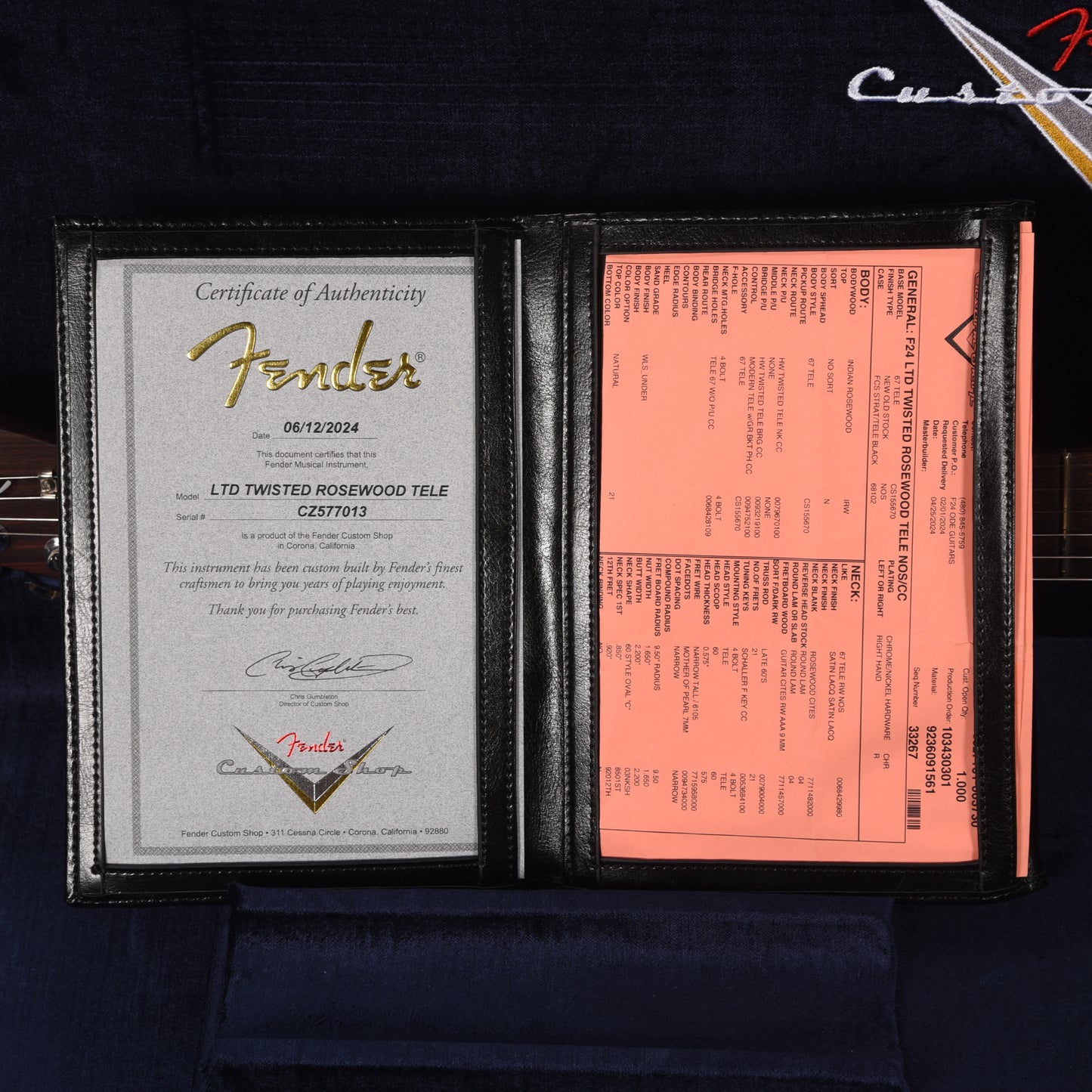 Fender Custom Shop Limited Edition Twisted Rosewood Telecaster NOS Natural