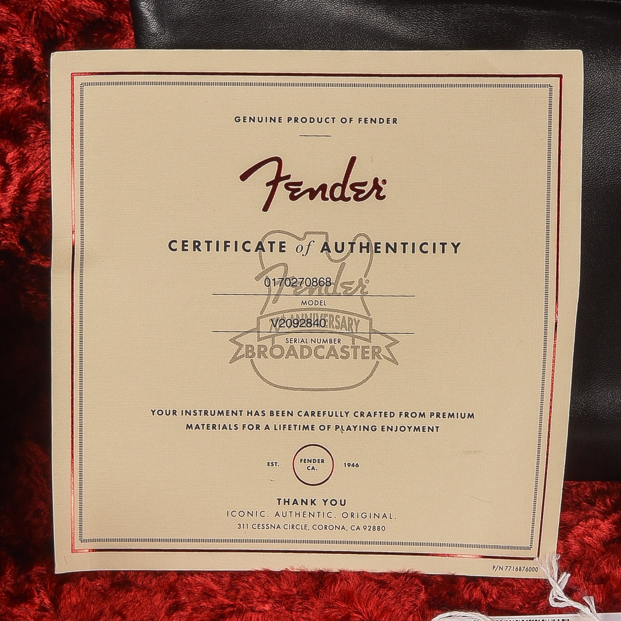 Fender 70th Anniversary Broadcaster Blonde 2020