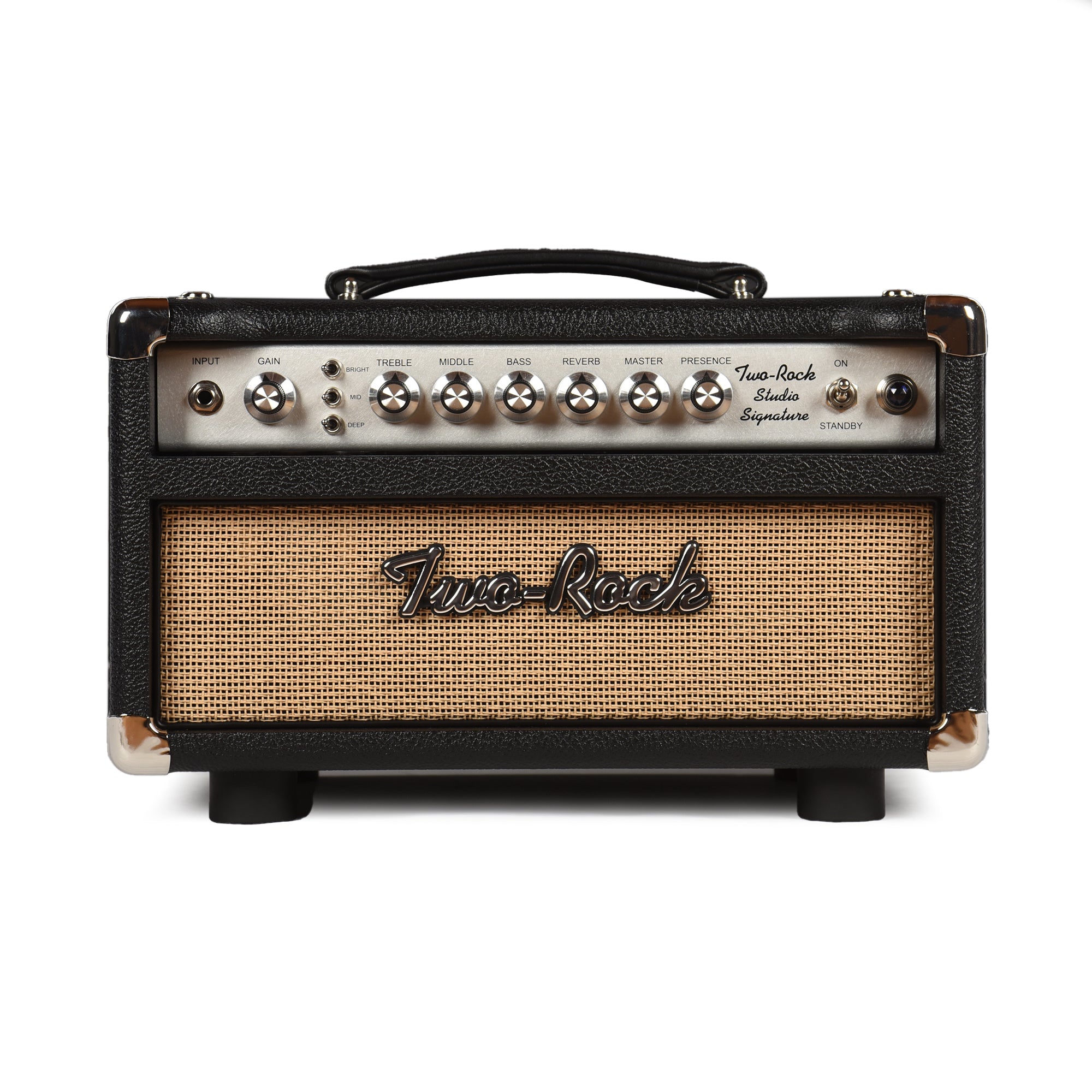 Two Rock Studio Signature 35W Head Silver Anodize Chasis w/Black Bronco Tolex w/ Cane Grill & Silver Knobs