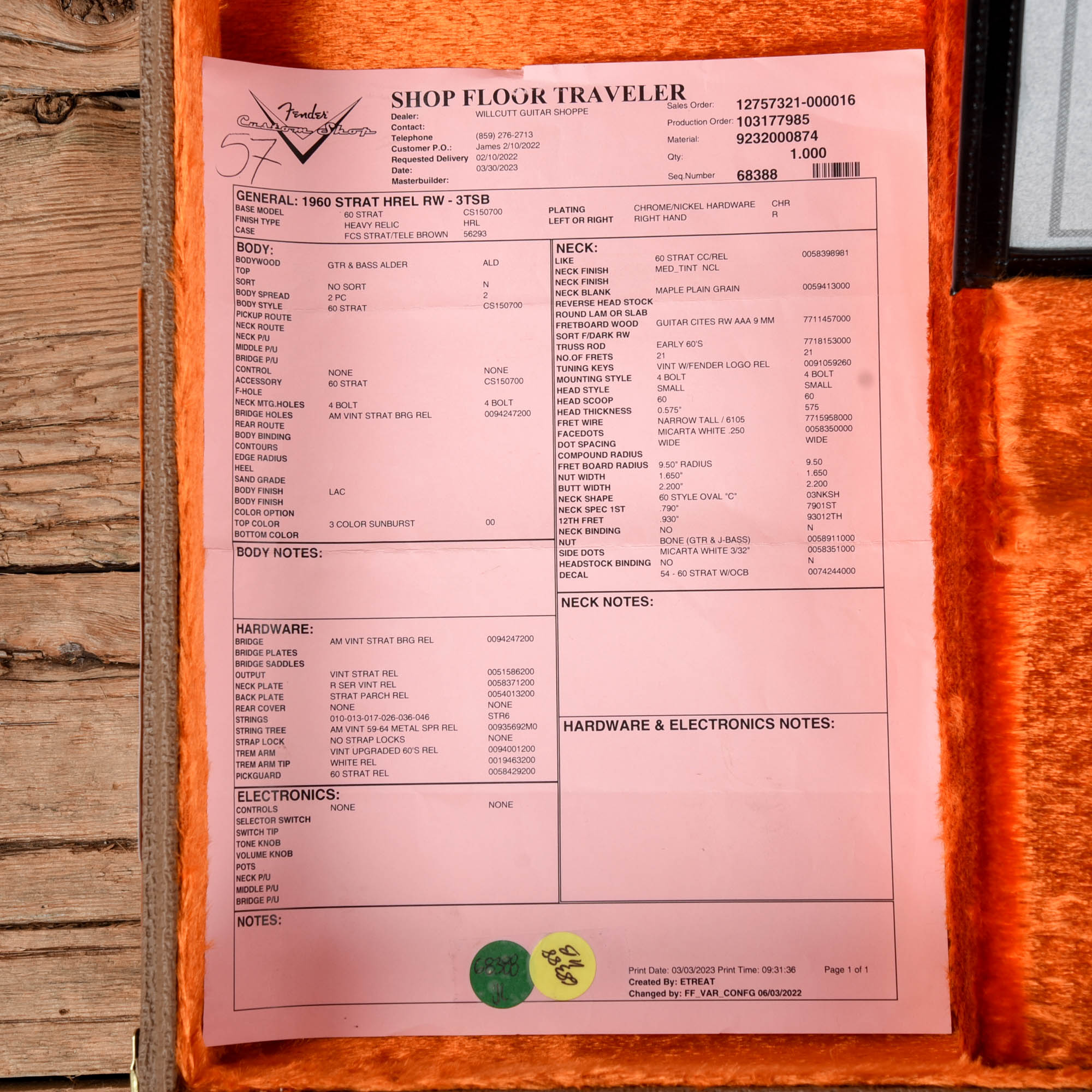 Fender Custom Shop 60 Stratocaster Heavy Relic Sunburst 2023