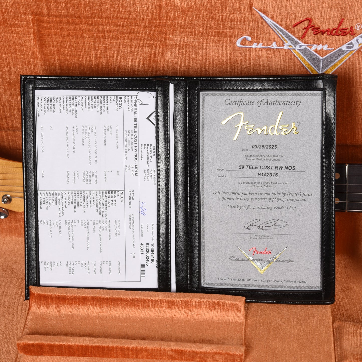 Fender Custom Shop 1959 Custom Telecaster "Chicago Special" NOS Medium Palomino Metallic