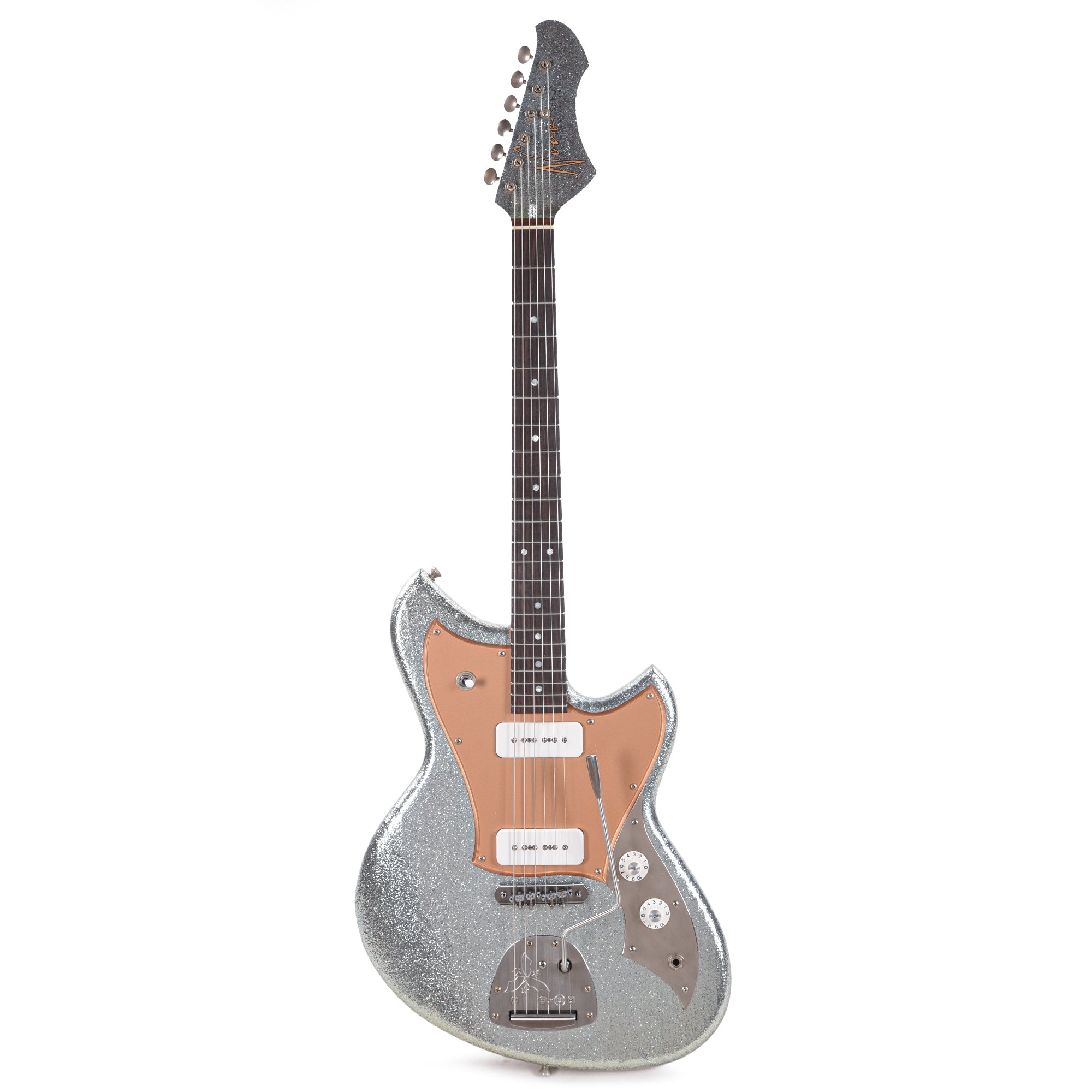 Novo Serus J Ice Blue Sparkle Light Distress w/Gold Plexi Pickguard and & Fralin P-90 Pickups