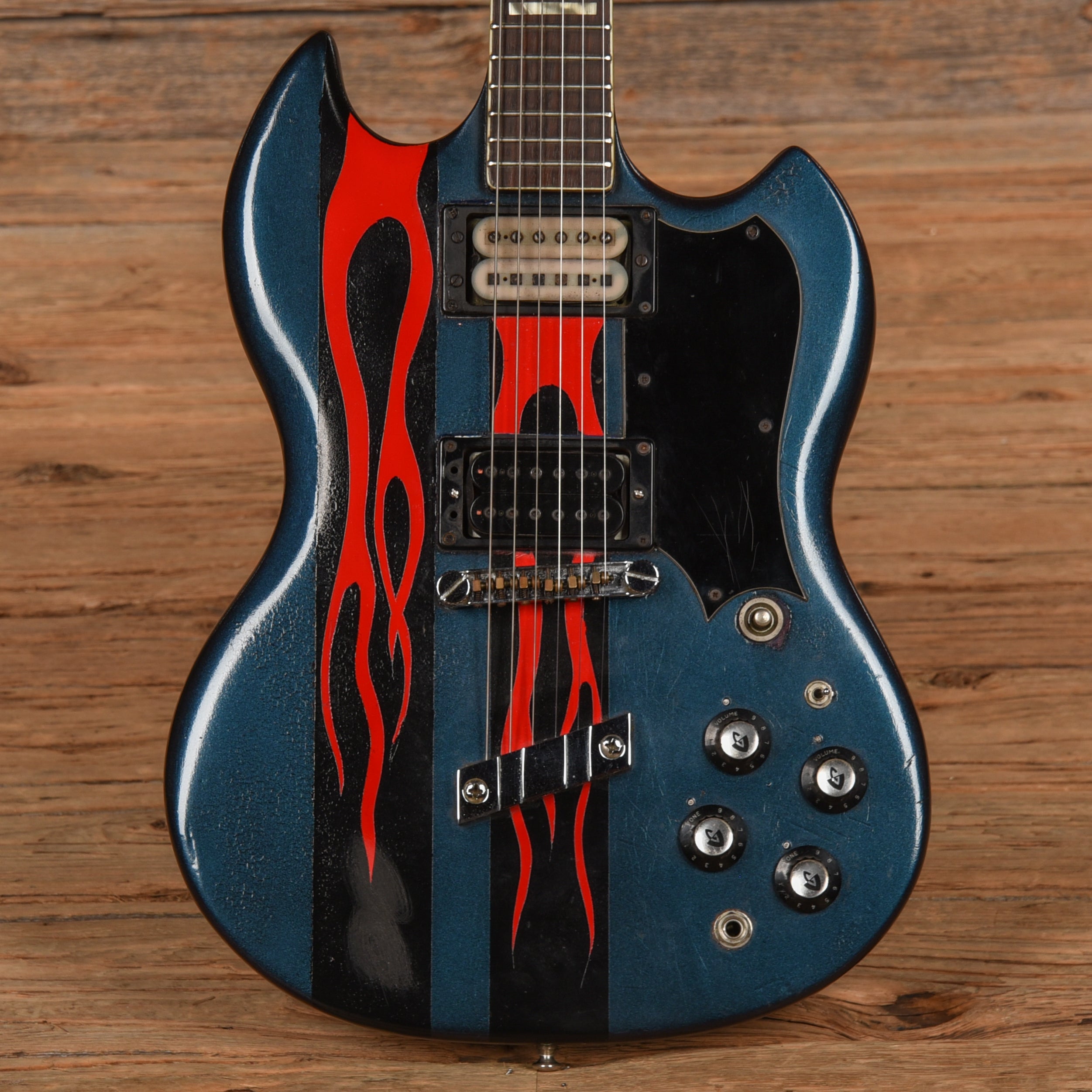 Guild S-100 Blue Sparkle Refin w/ Flames 1973
