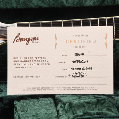 Bourgeois M5 F-Style Mandolin Aged Tone Torrefied Adirondack/Flamed Maple Natural