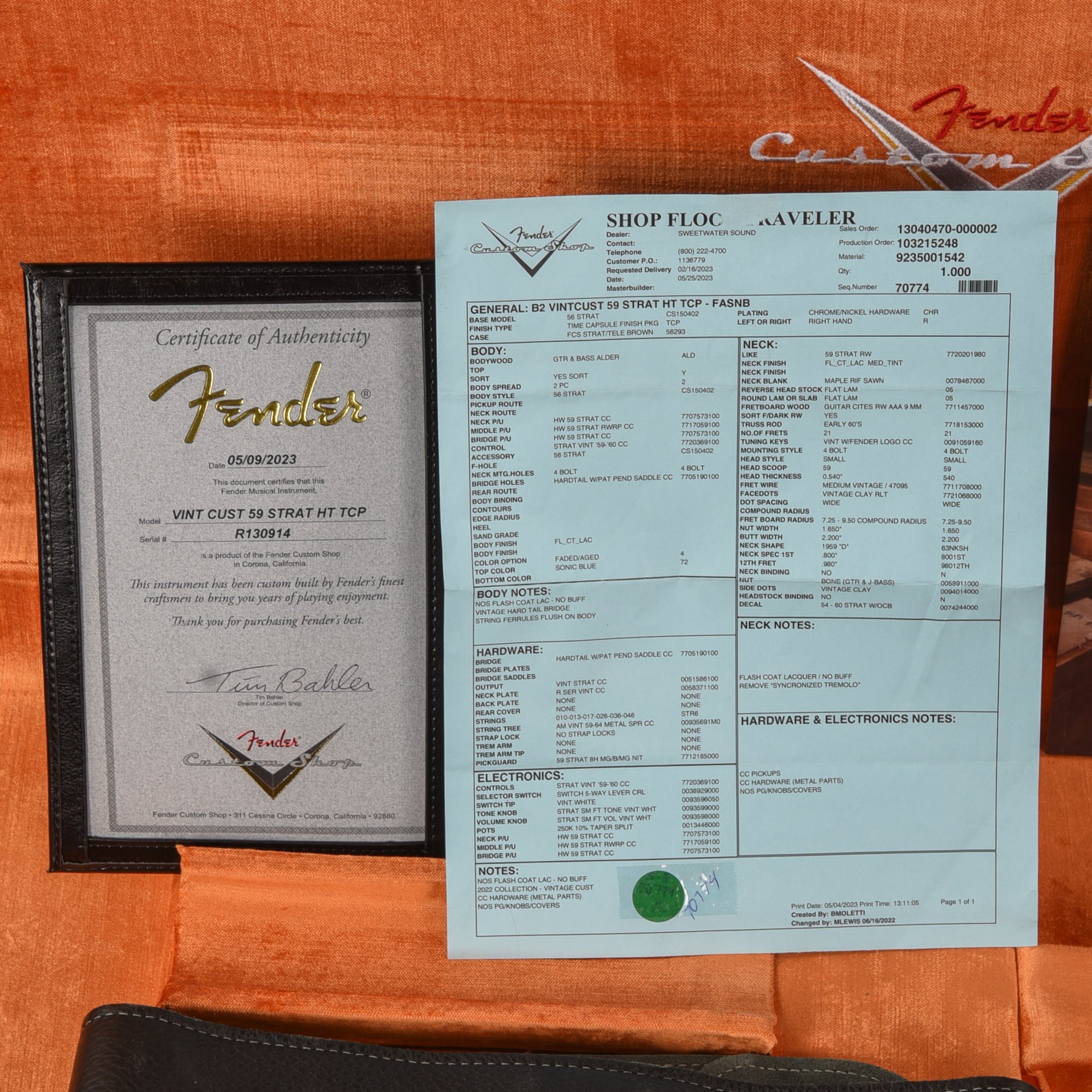 Fender Custom Shop Vintage Custom '59 Stratocaster Hardtail Faded Aged Sonic Blue 2023