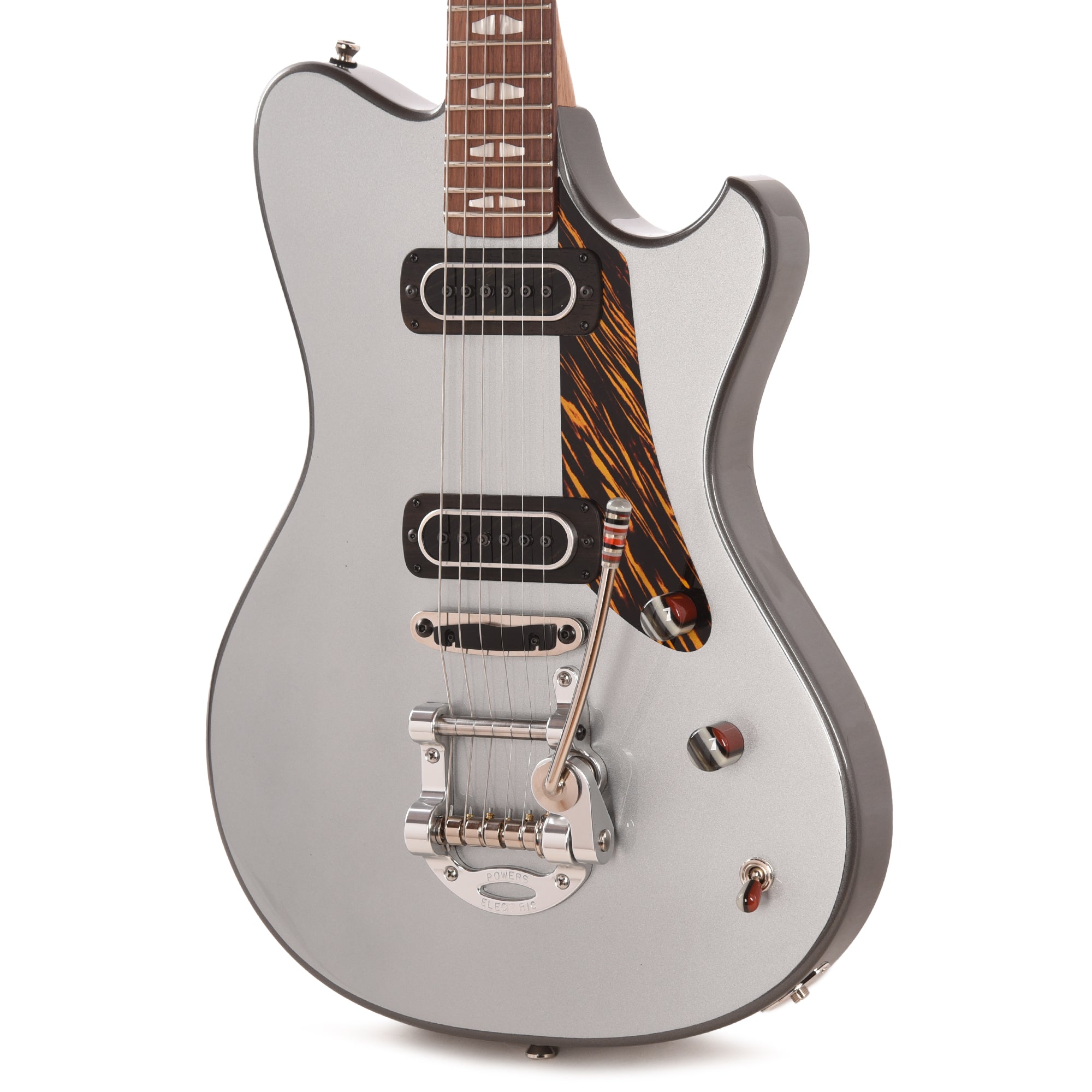 Powers Electric A-Type Two-Tone Dolomite Silver Top & London Grey Back/Sides w/PF42 Pickups