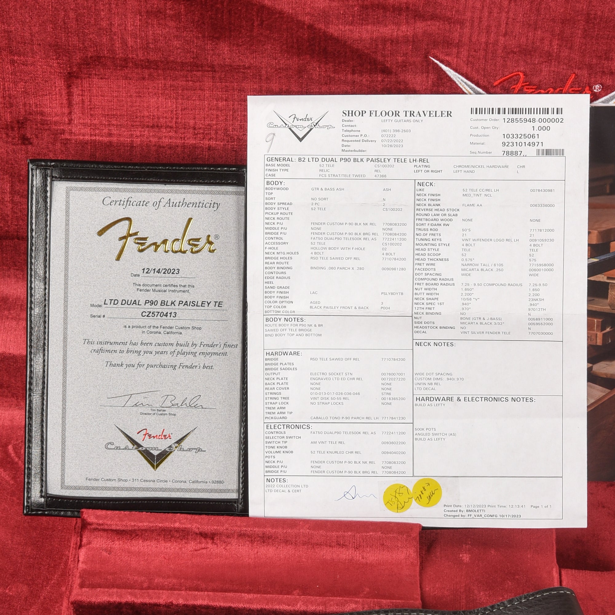 Fender Custom Shop LTD Dual P90 Black Paisley Telecaster Black Paisley 2023 LEFTY