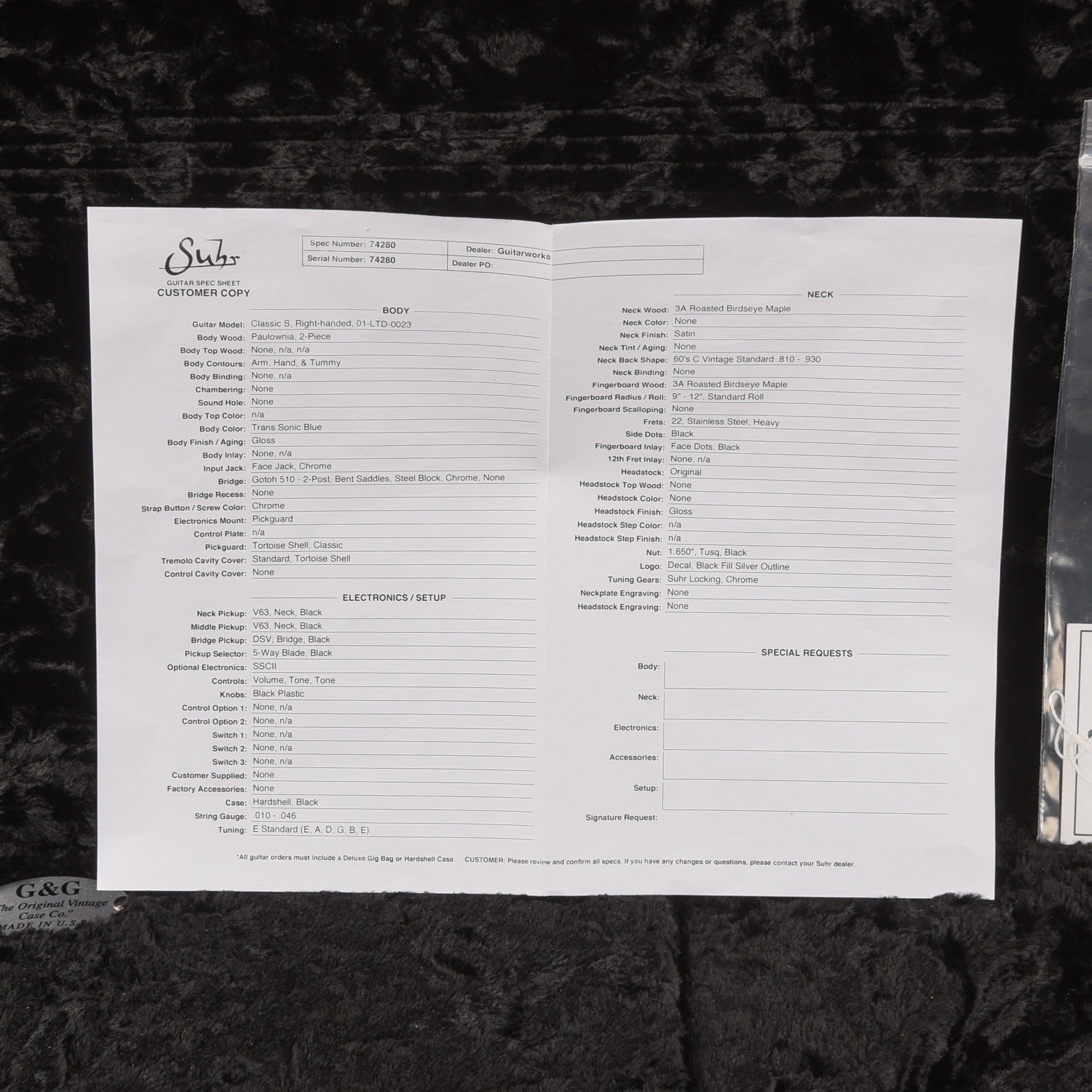 Suhr Classic S Paulownia HSS Transparent Sonic Blue 2023