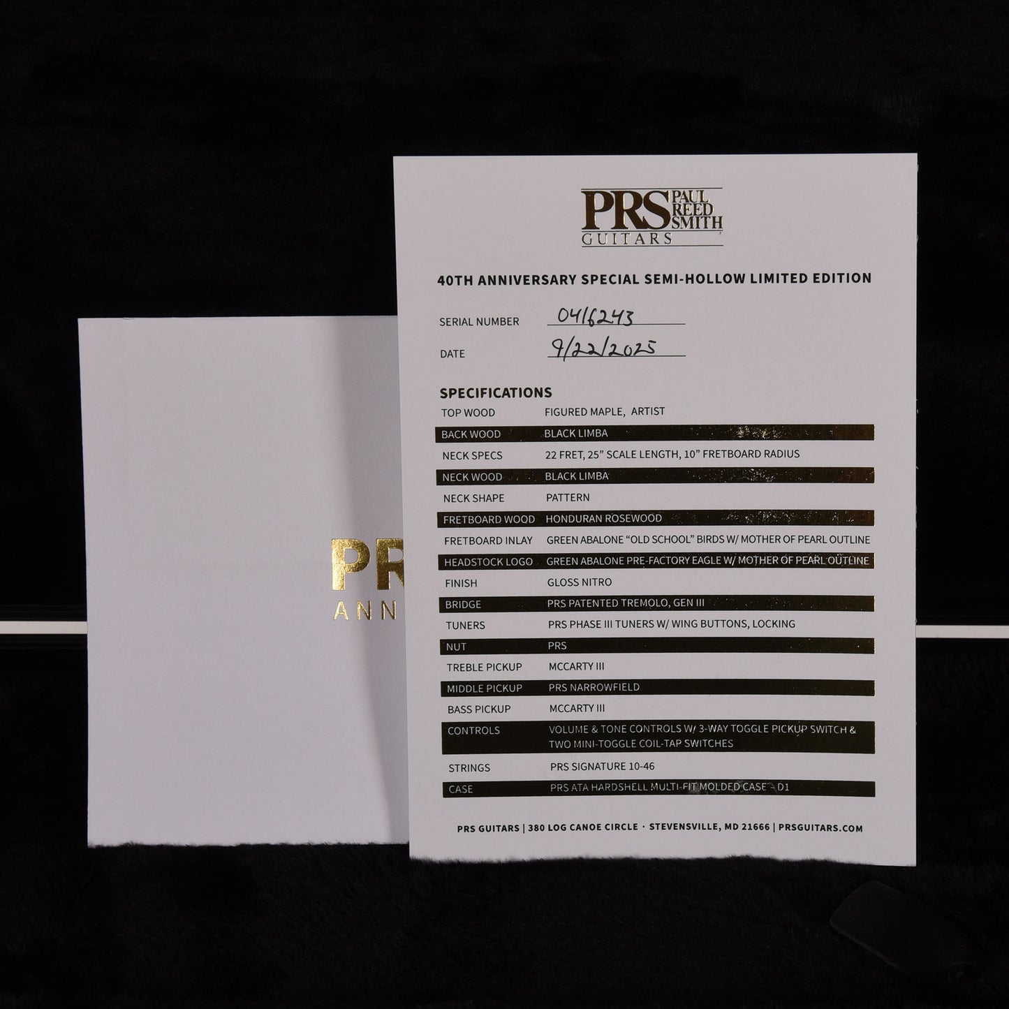 PRS 40th Anniversary Limited Edition Special Semi-Hollow Yellow Tiger