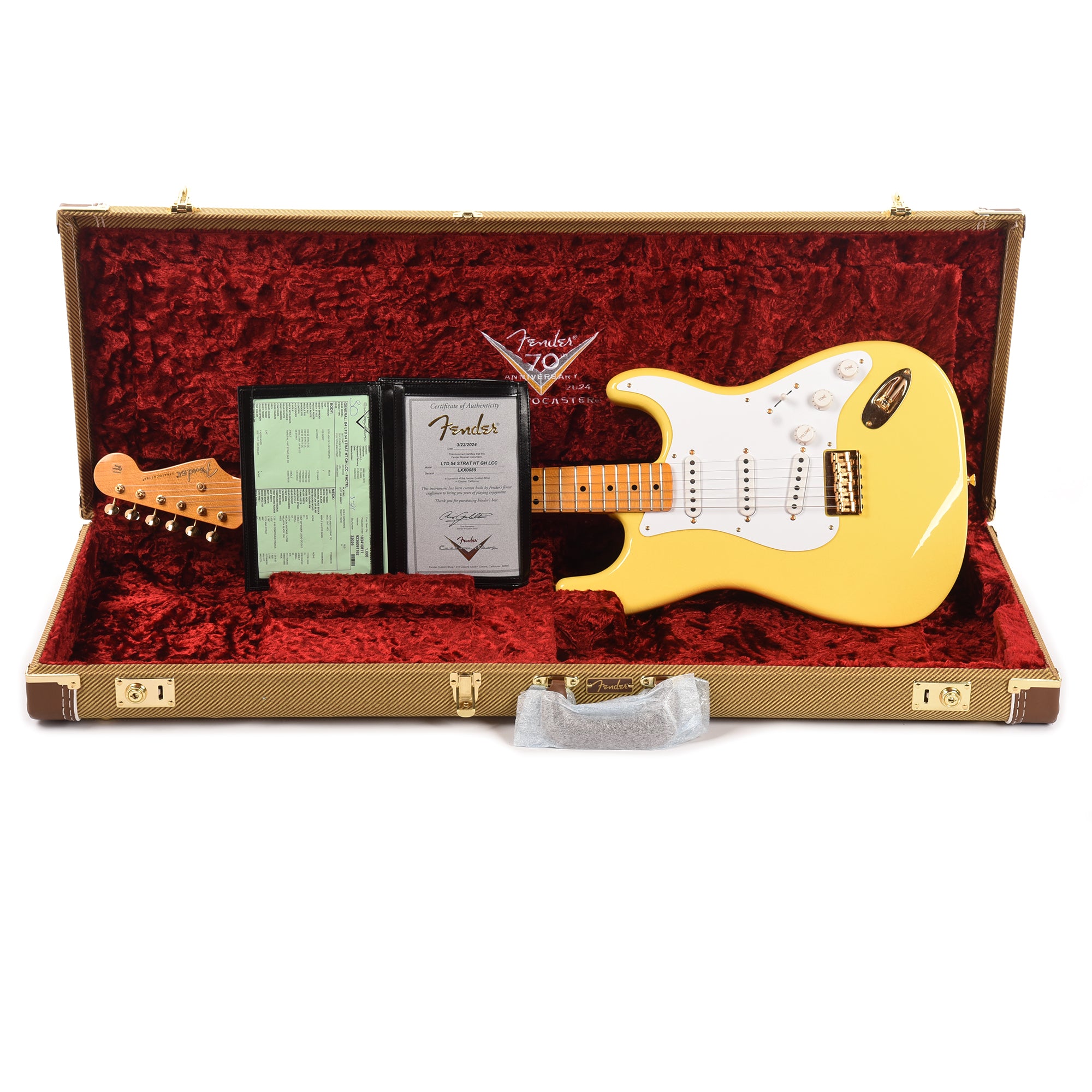 Fender Custom Shop Limited Edition '54 Hardtail Stratocaster Deluxe Closet Classic with Gold Hardware Faded Aged Canary Yellow