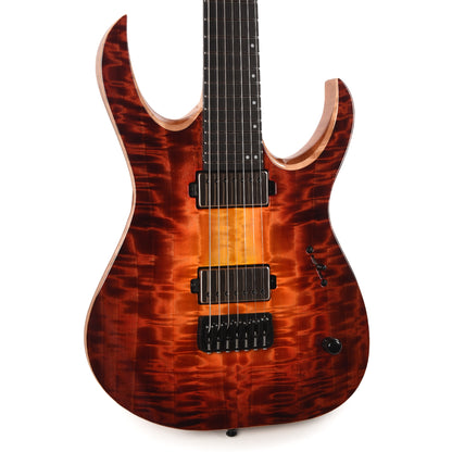 Mayones Duvell Elite 7 AAA Curly Poplar/Mahogany Lava Burst