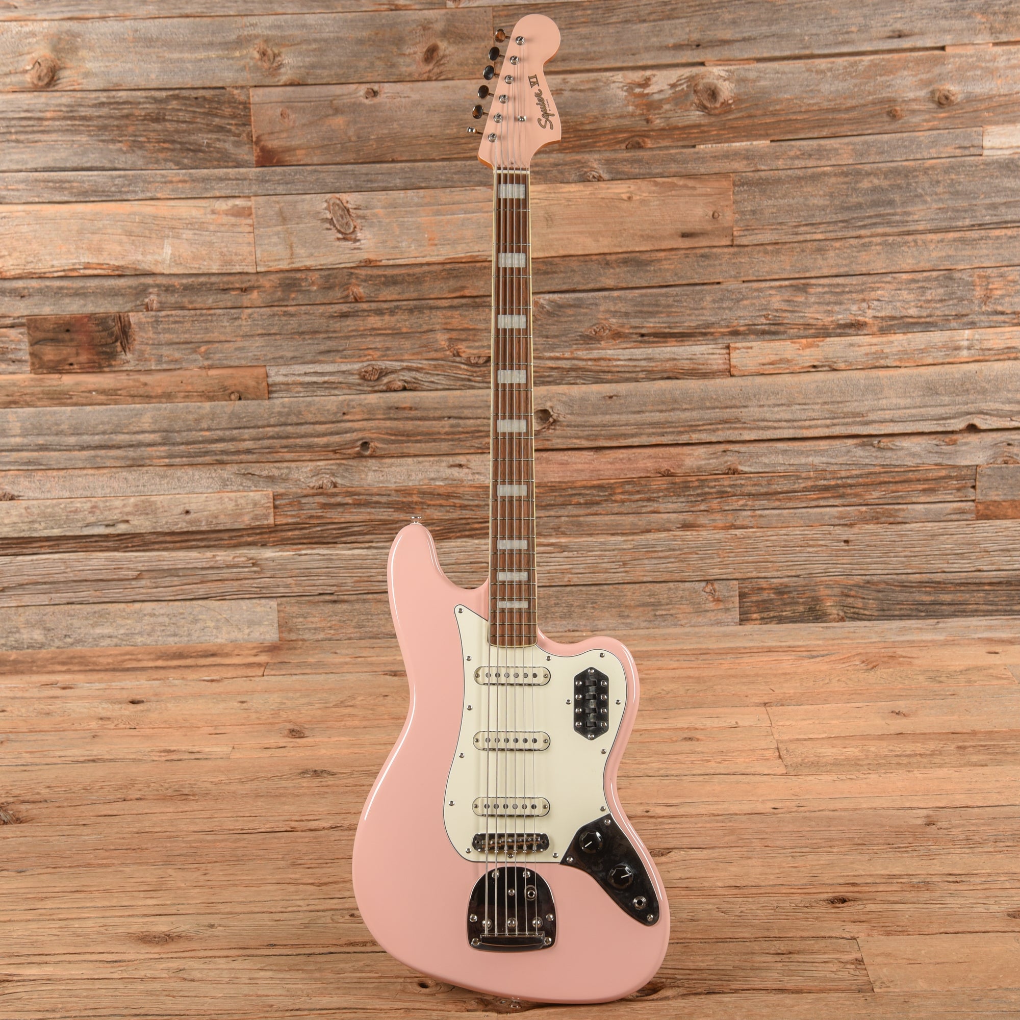 Squier Classic Vibe Bass VI Shell Pink w/Matching Headcap & 3-Ply Parchment Pickguard