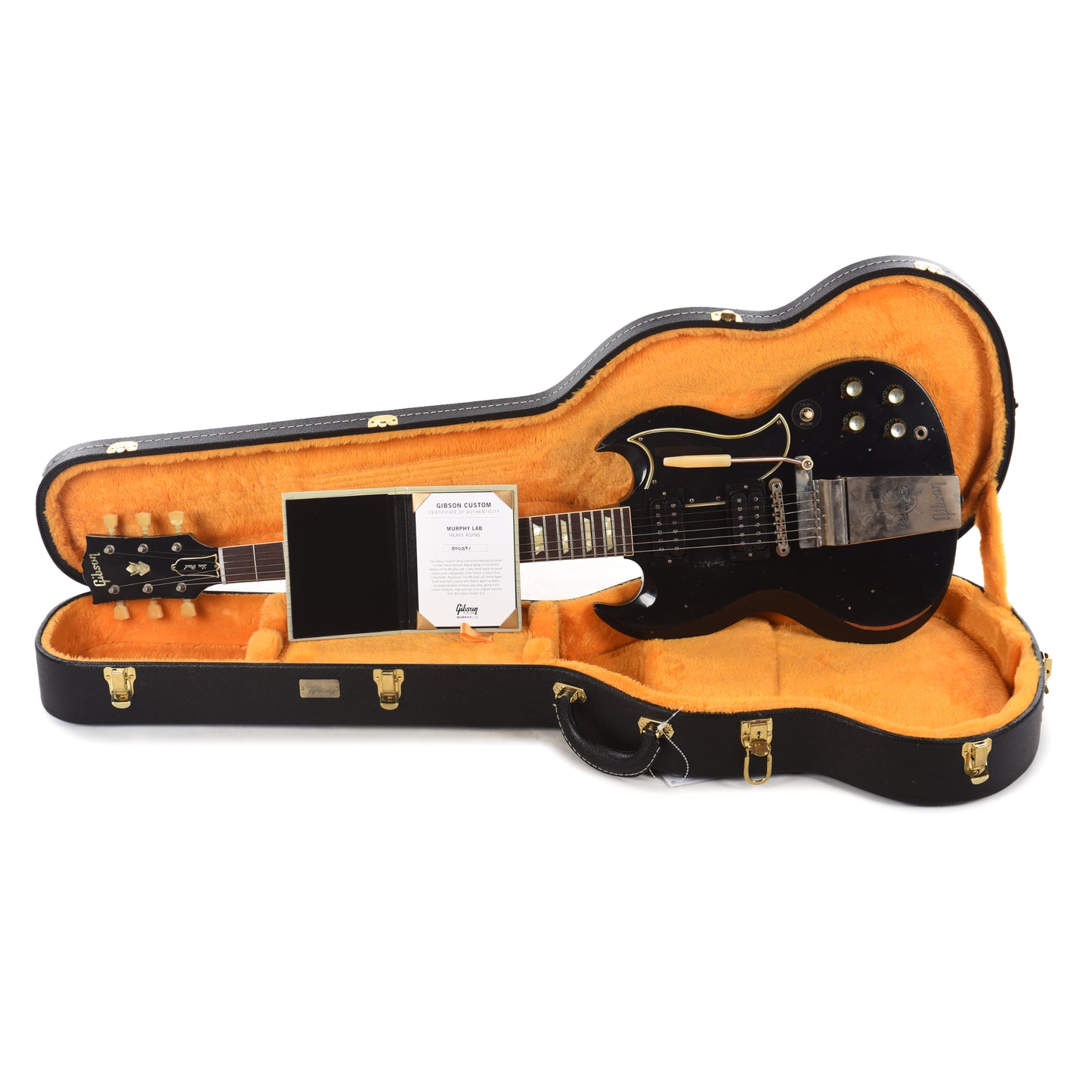 Gibson Custom Shop 1961 Les Paul SG Standard "CME Spec" Antique Ebony Murphy Lab Heavy Aged NH w/Long Maestro Vibrola & Black Uncovered Custom "S" Buckers