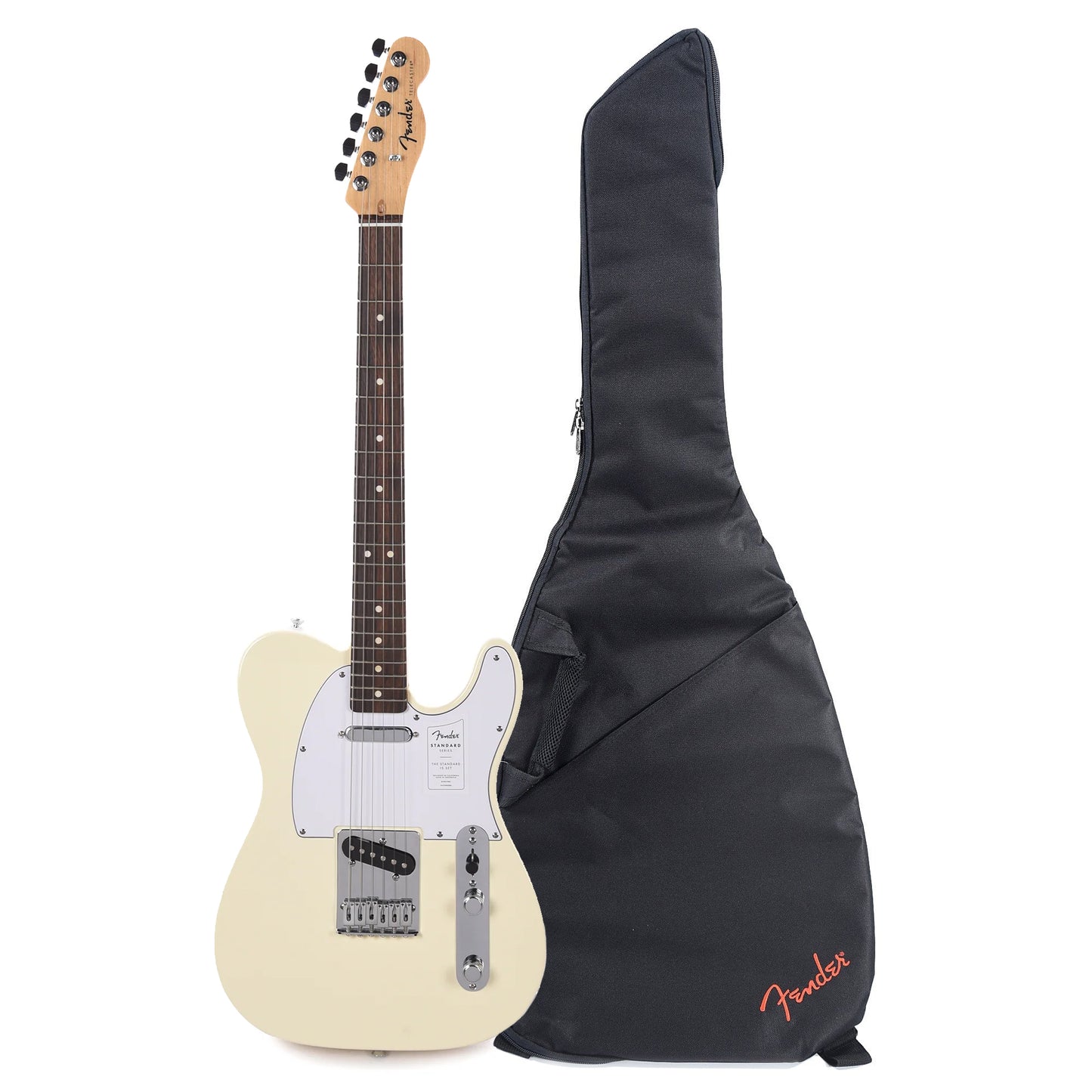 Fender Standard Telecaster LRL Olympic White and FE405 Gig Bag Bundle