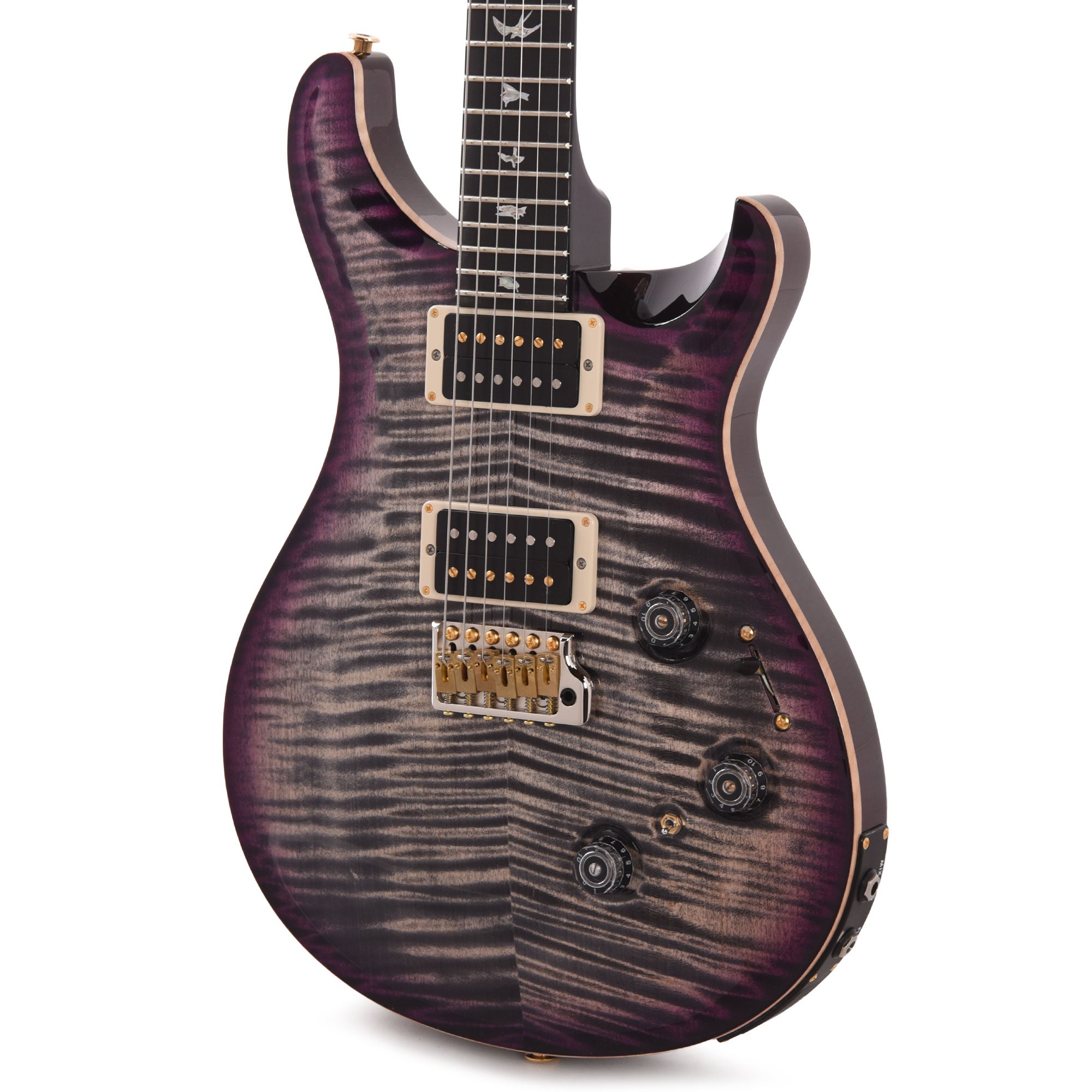 PRS Wood Library Custom 24 Piezo 10-Top Flame Charcoal Purple Burst w/Figured Stained Neck & Ebony Fingerboard